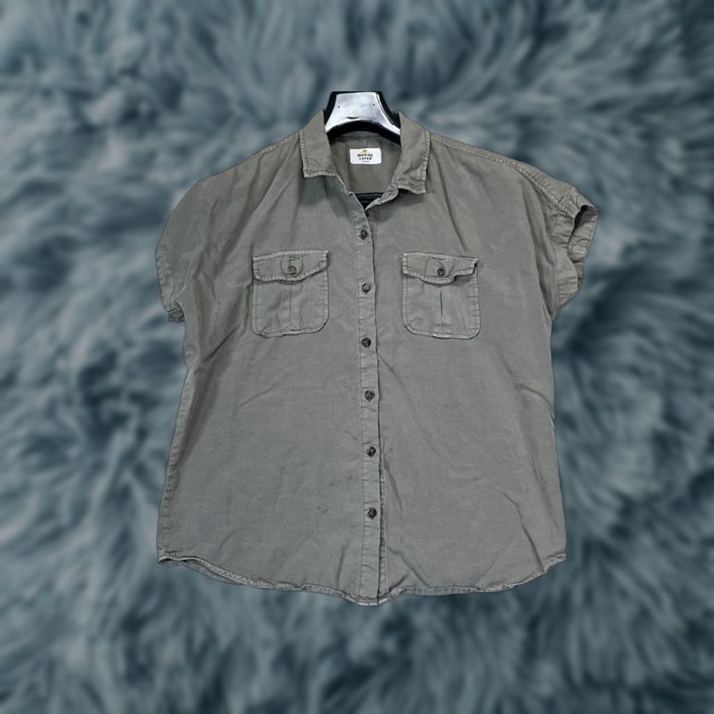 Marine Layer Marine Layer Shirt Button Front Grey Cap Sleeve Medium Women Regular Short Sleeve Casual Button-Up Size M / US 6-8 / IT 42-44 - 1 Thumbnail