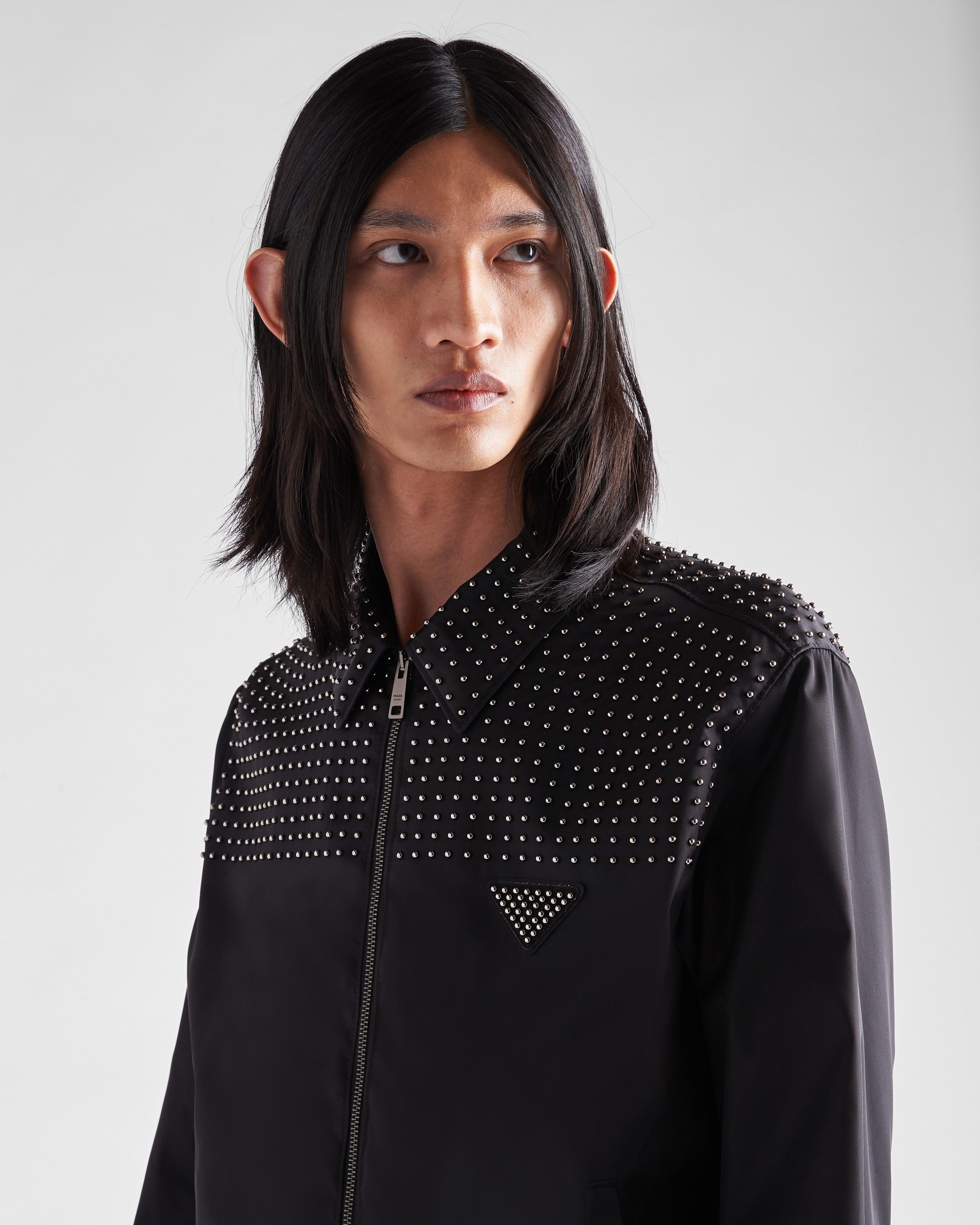 Prada oc11z0625 Studded Re-Nylon Blouson Jacket in Black Size US M / EU 48-50 / 2 - 3 Thumbnail