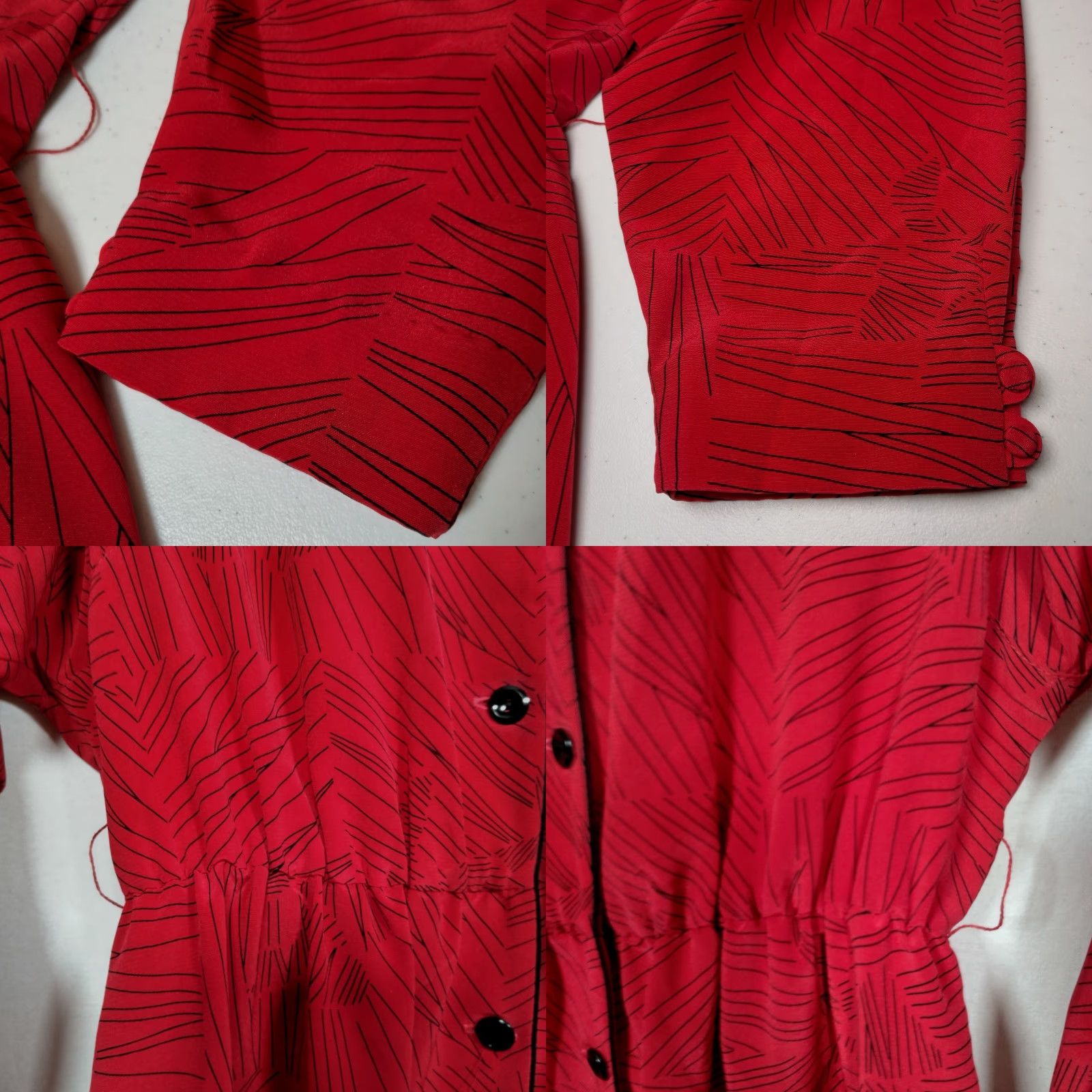 Vintage Willi of California Dress Shirt Dress Vintage 1980s Midi Red Black Long Sleeve Women's Size 14 Office Wear Mens? Size XL / US 12-14 / IT 48-50 - 10 Thumbnail