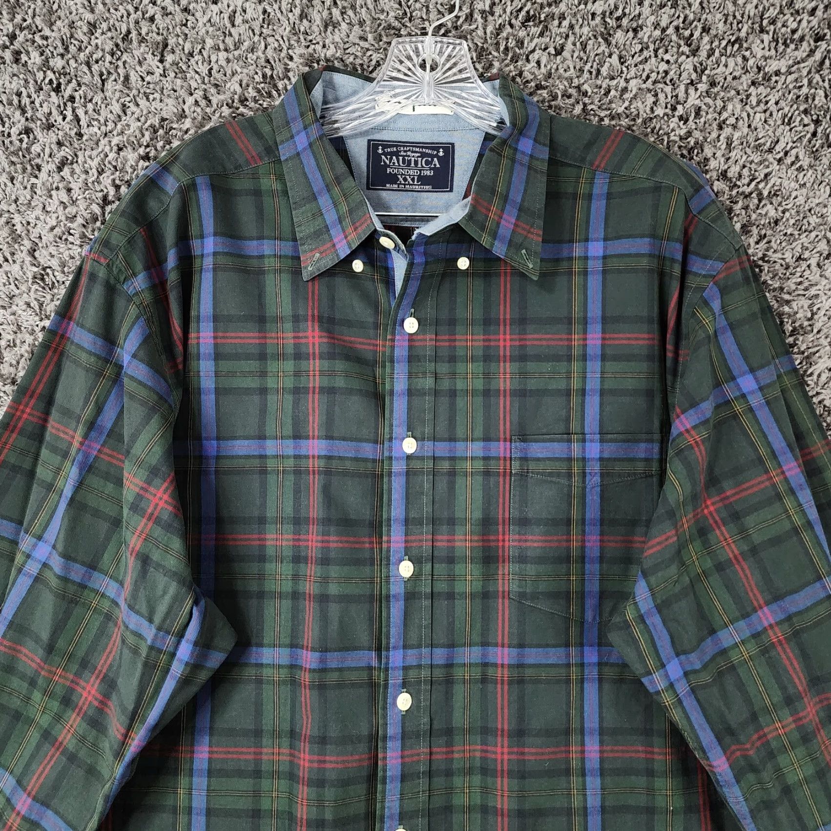 Nautica Nautica Voyage Green Plaid Long Sleeve Button-Up 2XL Mens Button-Down Collar Shirt Size US XXL / EU 58 / 5 - 3 Thumbnail