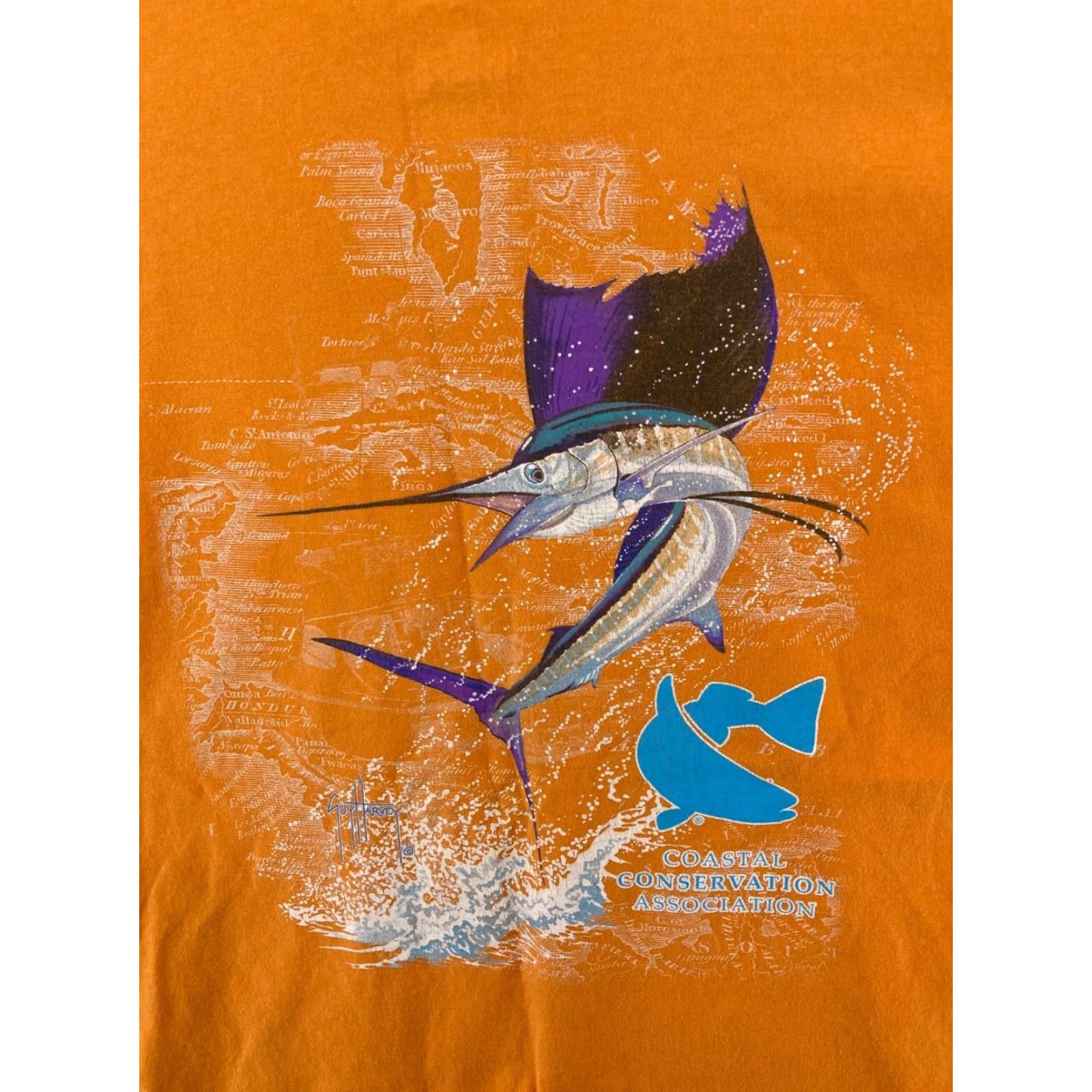Guy Harvey Guy Harvey Mens TShirt Small Orange Sailfish Graphic Print Shirt Adult Small Orange Sailfish Fishing Outdoor Conservation Size US S / EU 44-46 / 1 - 7 Thumbnail