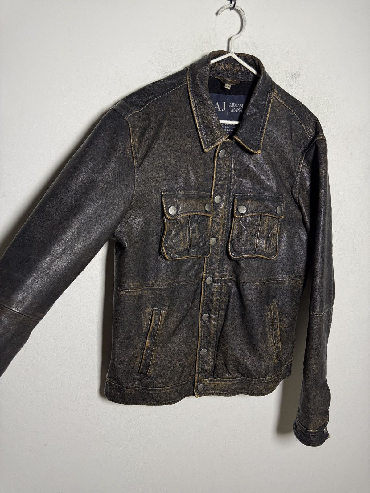 Giorgio Armani Vintage Armani Jeans leather trucker jacket Size US M / EU 48-50 / 2 - 5 Thumbnail