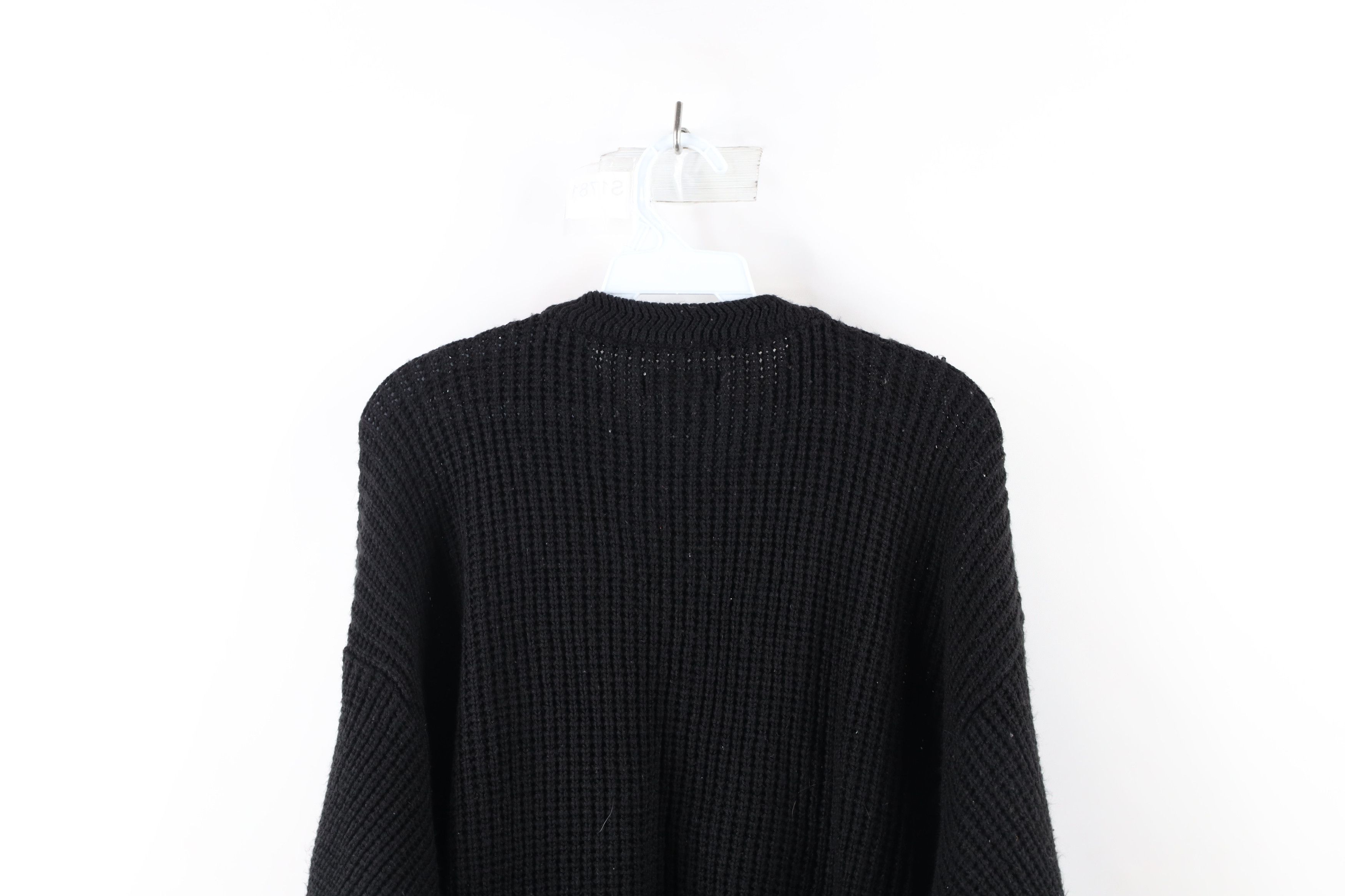 Other Vintage 90s Streetwear Chunky Ribbed Knit Sweater Black Size US L / EU 52-54 / 3 - 6 Thumbnail