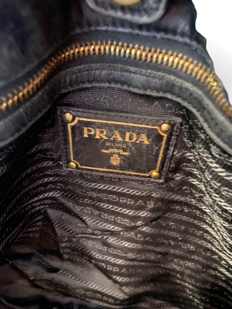 Prada Prada - Ruffle Handbag Black Leather Tote Bag Gold Hardware Size ONE SIZE - 7 Thumbnail