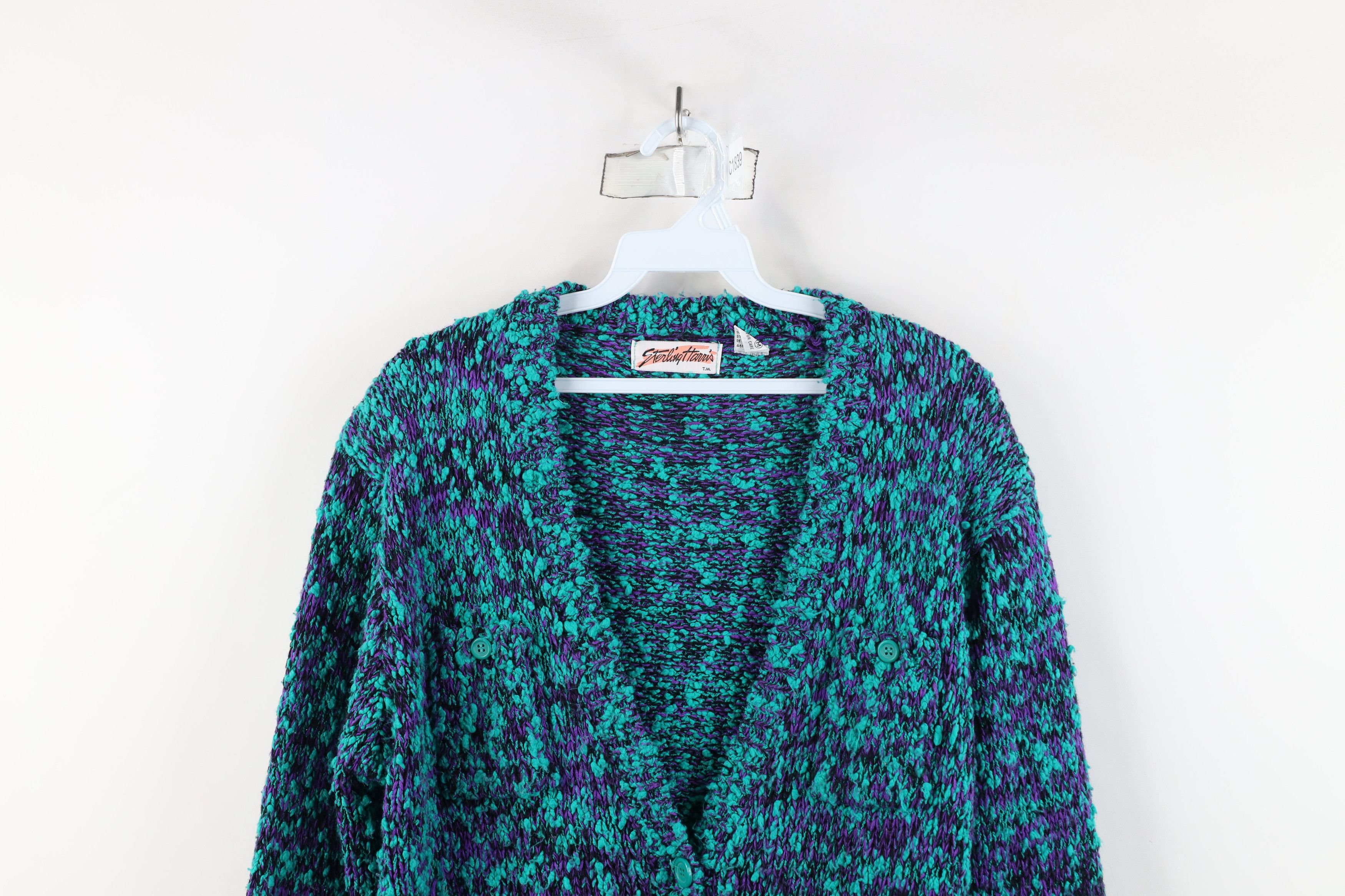 Vintage Vintage 90s Streetwear Textured Knobby Knit Cardigan Sweater Size L / US 10 / IT 46 - 2 Thumbnail