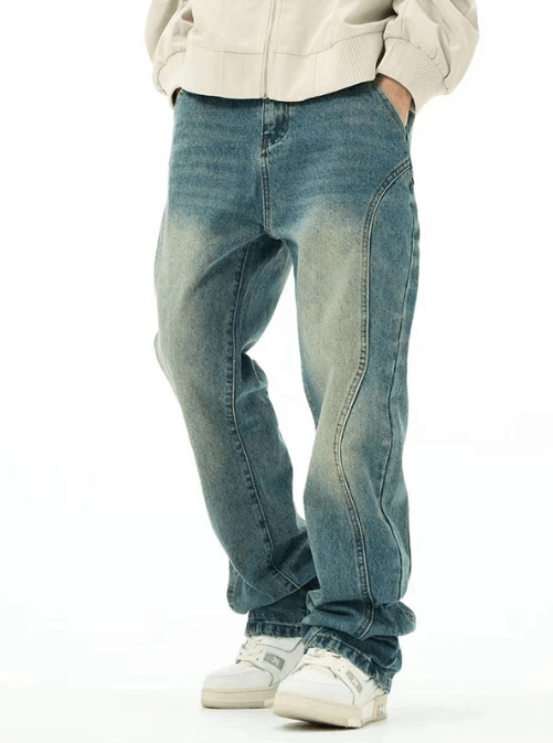 Japanese Brand × Jean Retro washed irregular street all-match straight jeans Size US 34 / EU 50 - 1 Thumbnail