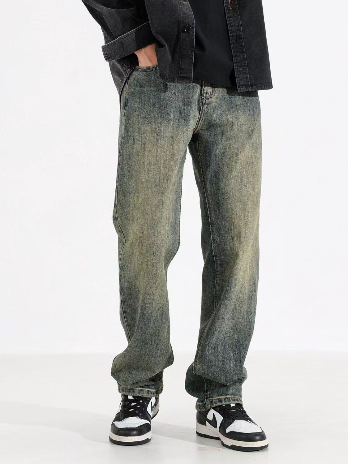 Jean American retro men's washed loose distressed jeans Size US 32 / EU 48 - 1 Thumbnail