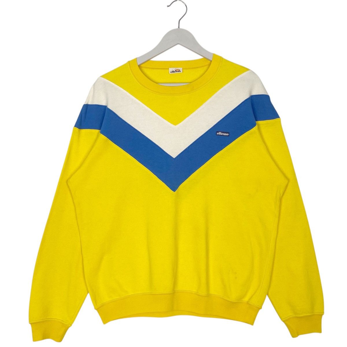 Vintage Ellesse Small Logo Crewneck Sweatshirt Yellow Size M Menswear