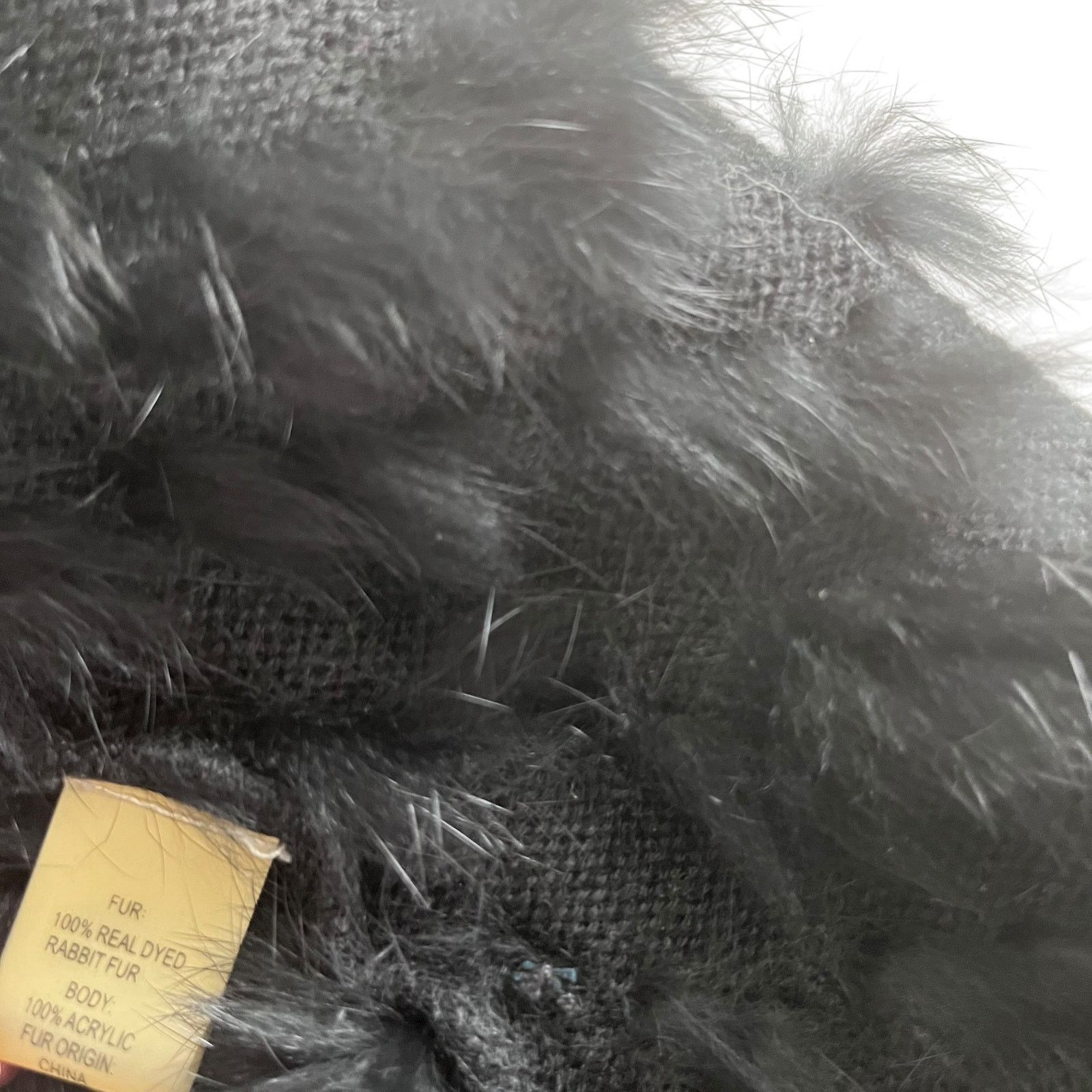 Other Metric Knits Black Rabbit Fur Chevron Mob Wife Jacket Size L / US 10 / IT 46 - 8 Thumbnail