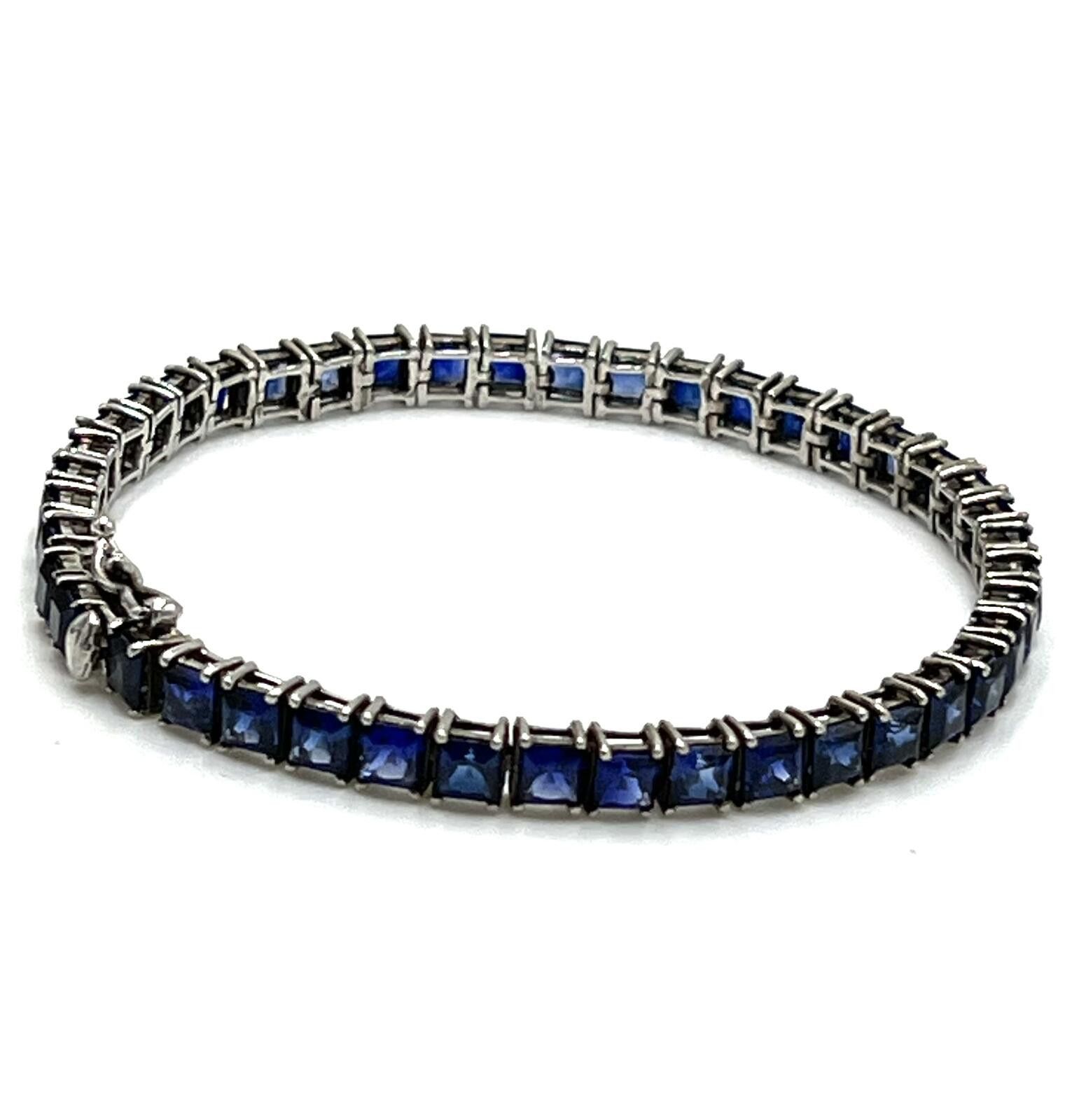 Other Chuck Clemency Sterling Silver Blue Sapphire Tennis Bracelet Size ONE SIZE - 2 Thumbnail