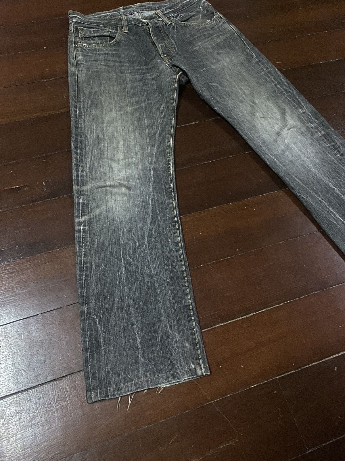 Edwin Vintage Edwin 505 BXX Selvedge FLARE JEANS THUNDER Size US 33 - 6 Thumbnail