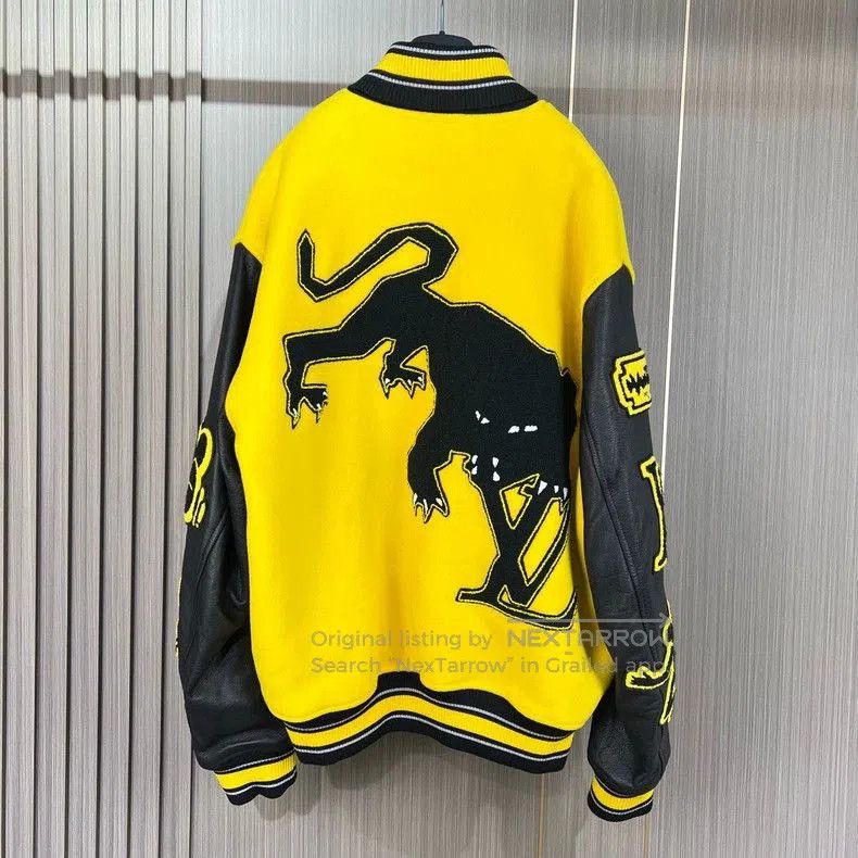 Louis Vuitton louis vuitton yellow varsity jacket with leather sleeves. Size US L / EU 52-54 / 3 - 2 Thumbnail