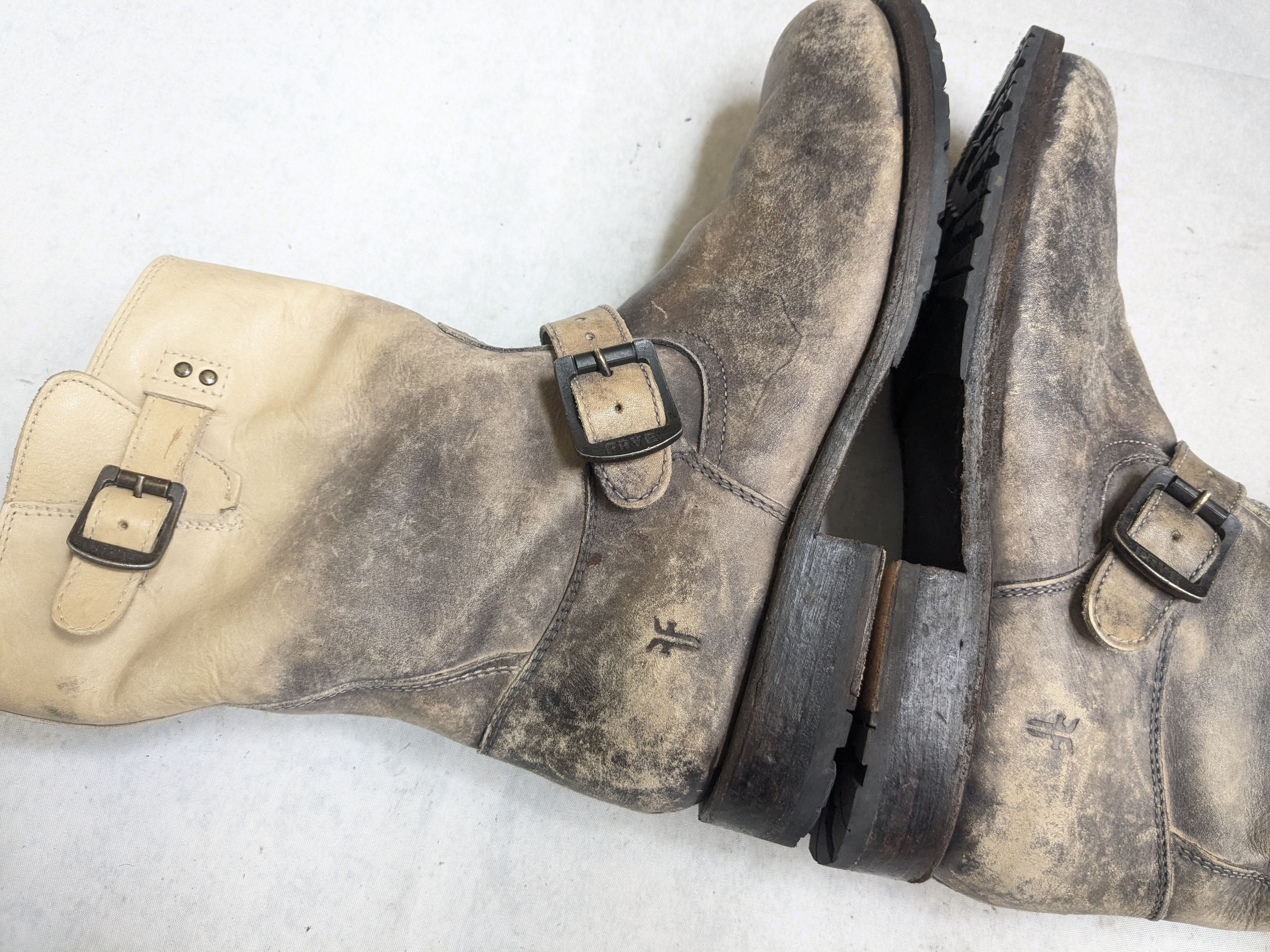Frye Frye Engineer Boots Stonewash Leather 10.5 D Buckle Straps Size US 10.5 / EU 43-44 - 10 Thumbnail