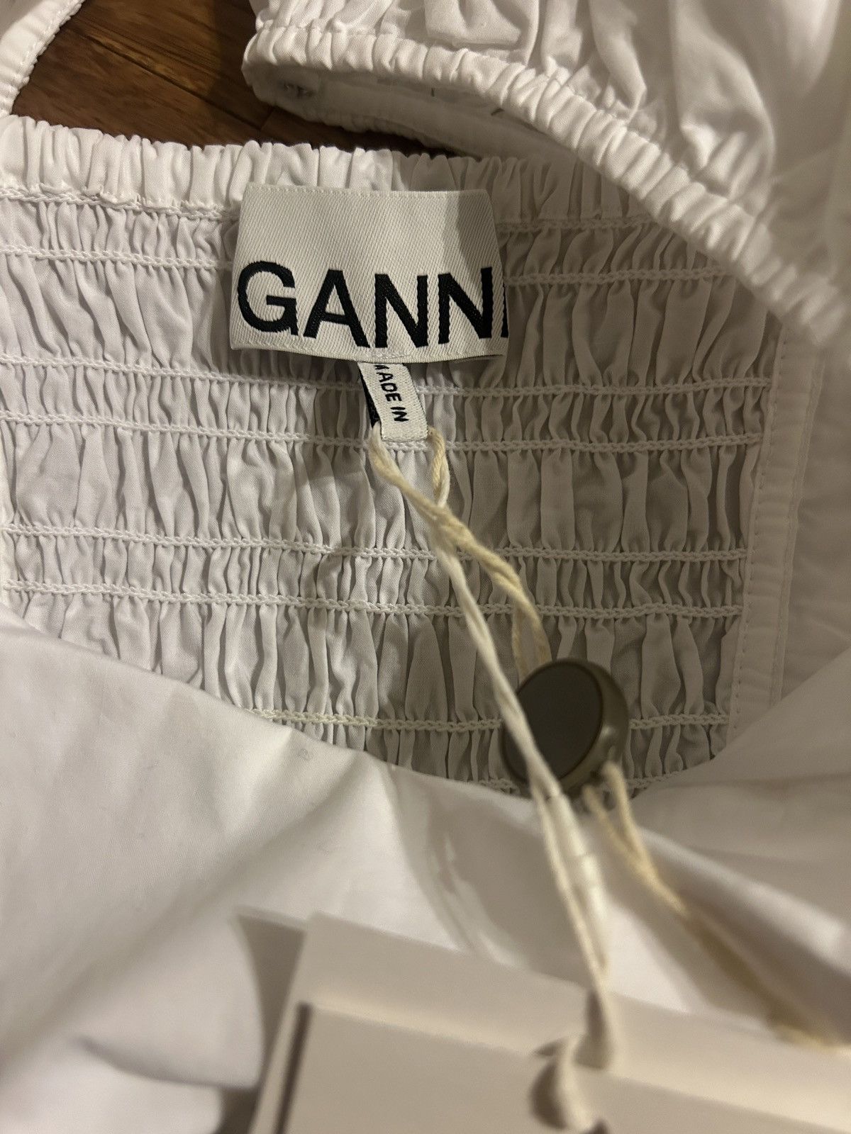 Ganni GANNI Ruffled 100% Organic Cotton Poplin Top White Size M / US 6-8 / IT 42-44 - 6 Thumbnail