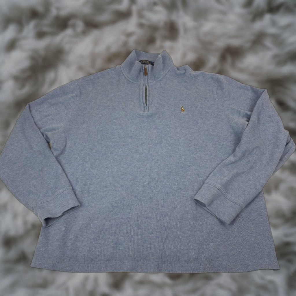 Polo Ralph Lauren Polo Ralph Lauren Sweater Mens Large Blue Estate Rib 1/4 Zip Mock Neck Cotton Size US L / EU 52-54 / 3 - 1 Thumbnail