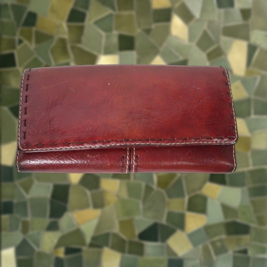 Fossil FOSSIL Leather Clutch Fold Wallet Brown Red-Brown Envelope Wallet Women Size ONE SIZE - 1 Thumbnail