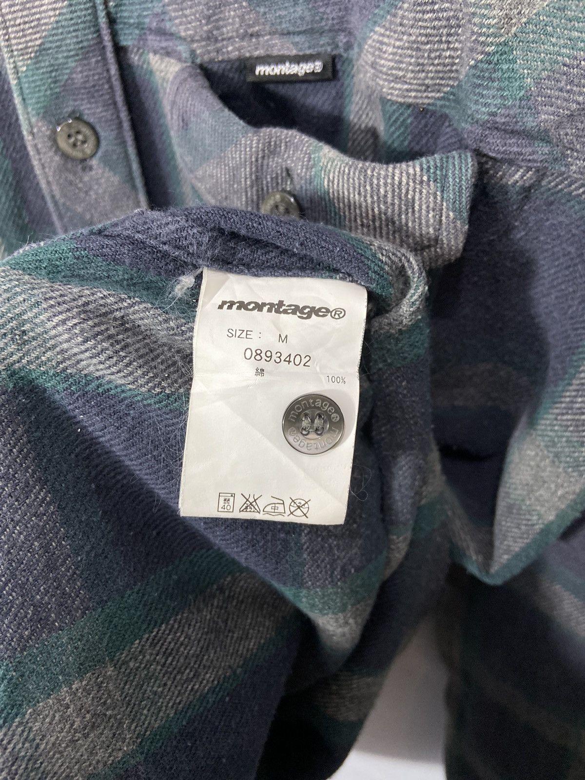 Japanese Brand Montage Plaid Flannel Shirt Washed Navy Size US M / EU 48-50 / 2 - 5 Thumbnail