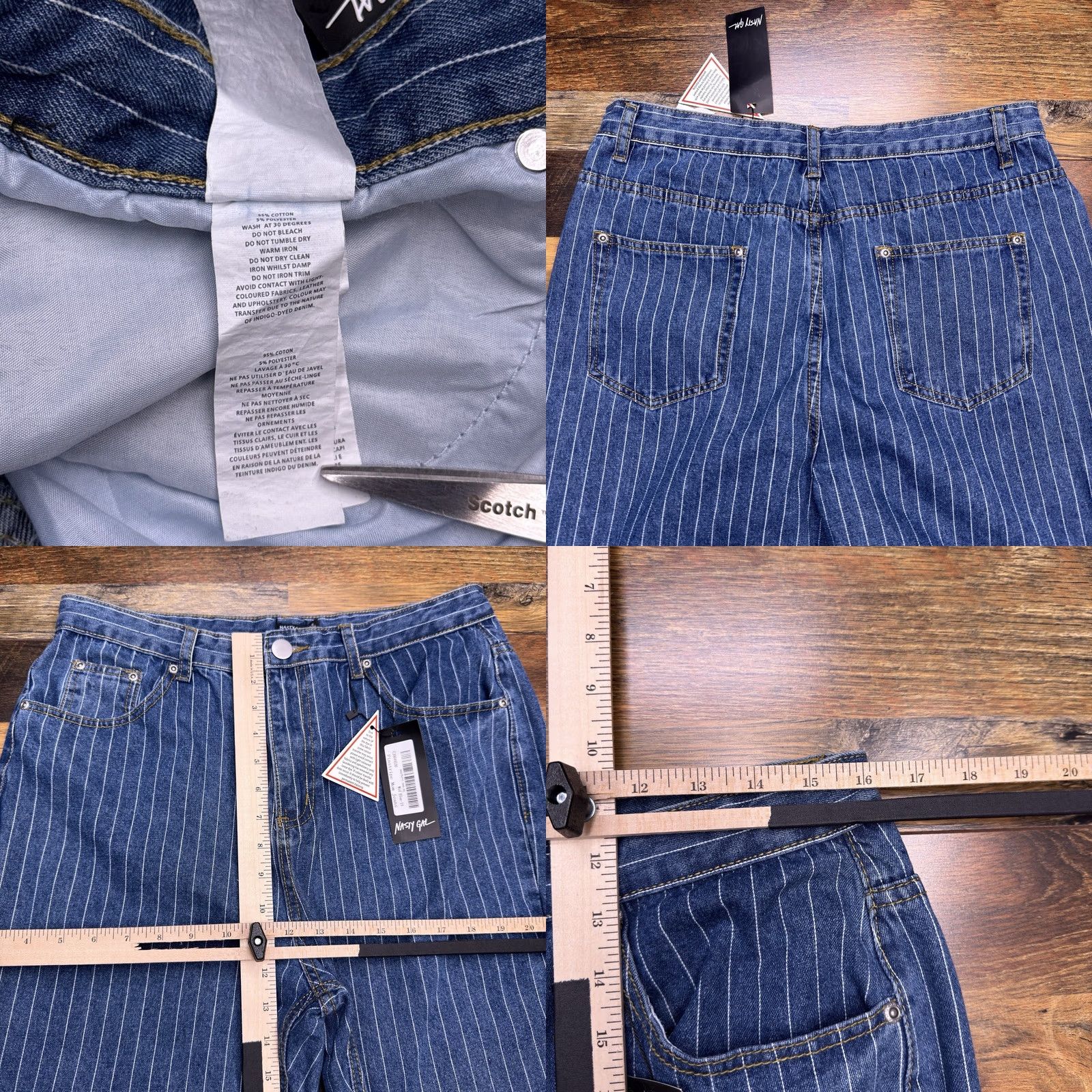 Nasty Gal Nasty Gal Jeans 14 Blue High Rise Pinstripe Mom New Size 36" / US 14 / IT 50 - 8 Thumbnail