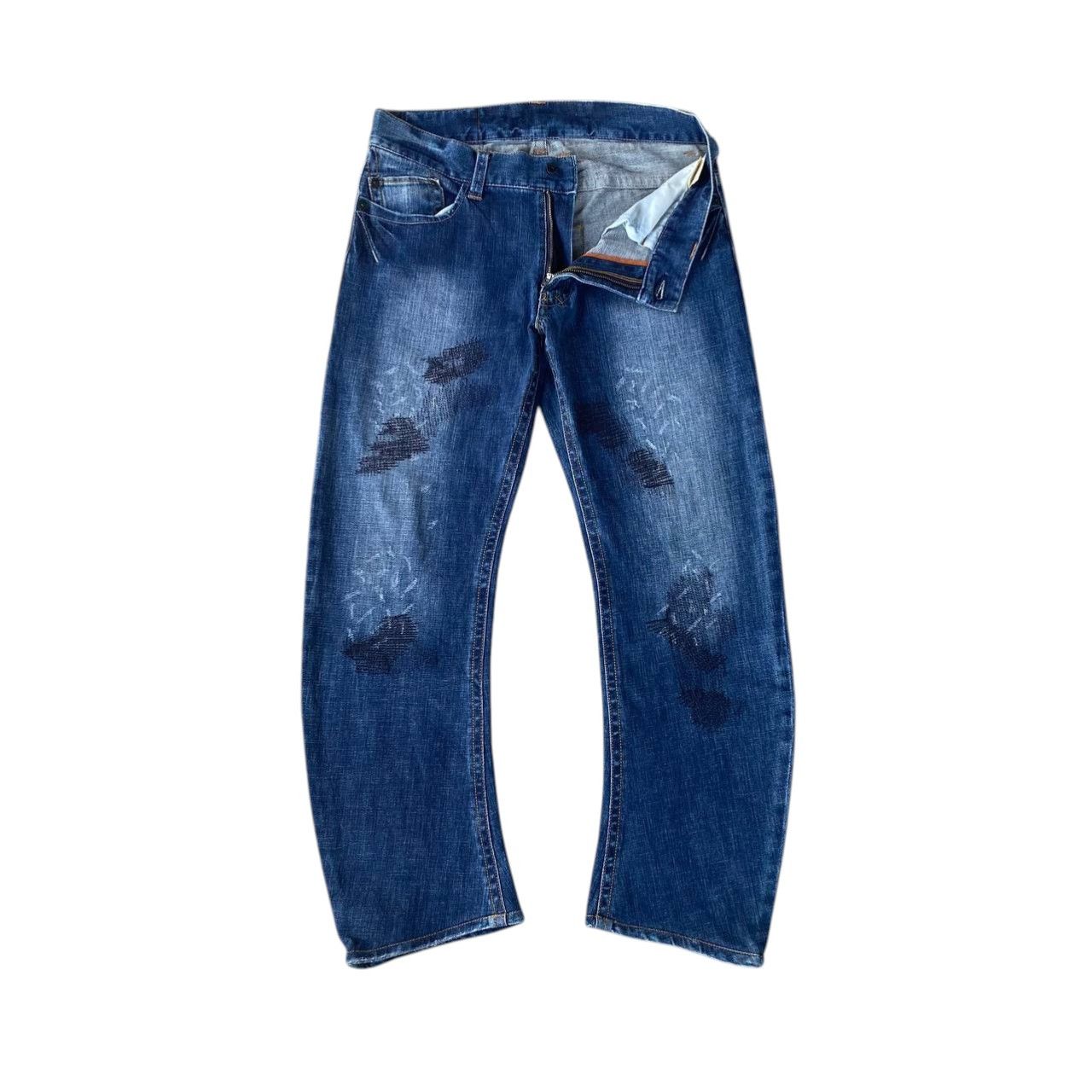 291295=Homme JAPAN 291295=HOMME Curved Leg Grunge Aesthetic Repair Denim Size US 30 / EU 46 - 4 Thumbnail