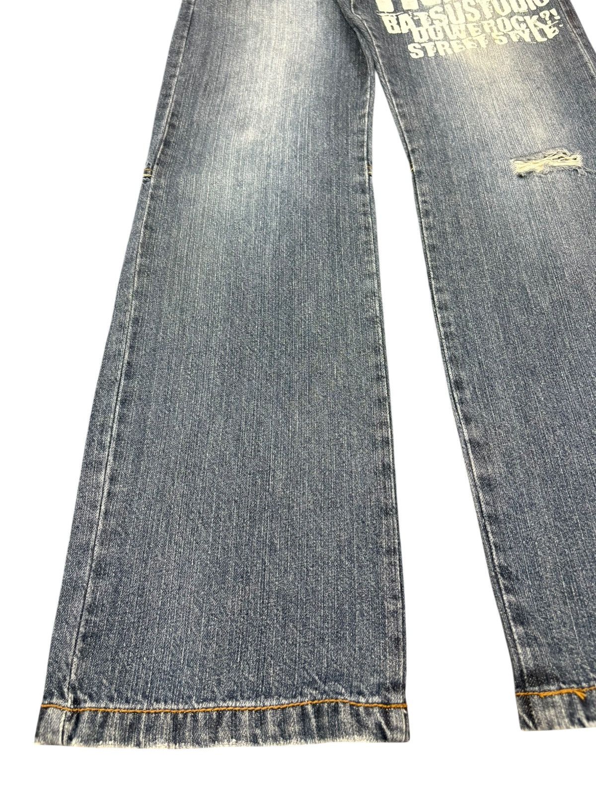 Japanese Brand Vintage Japanese Double Waist Printed Distress Loose Jeans Size US 29 - 6 Thumbnail