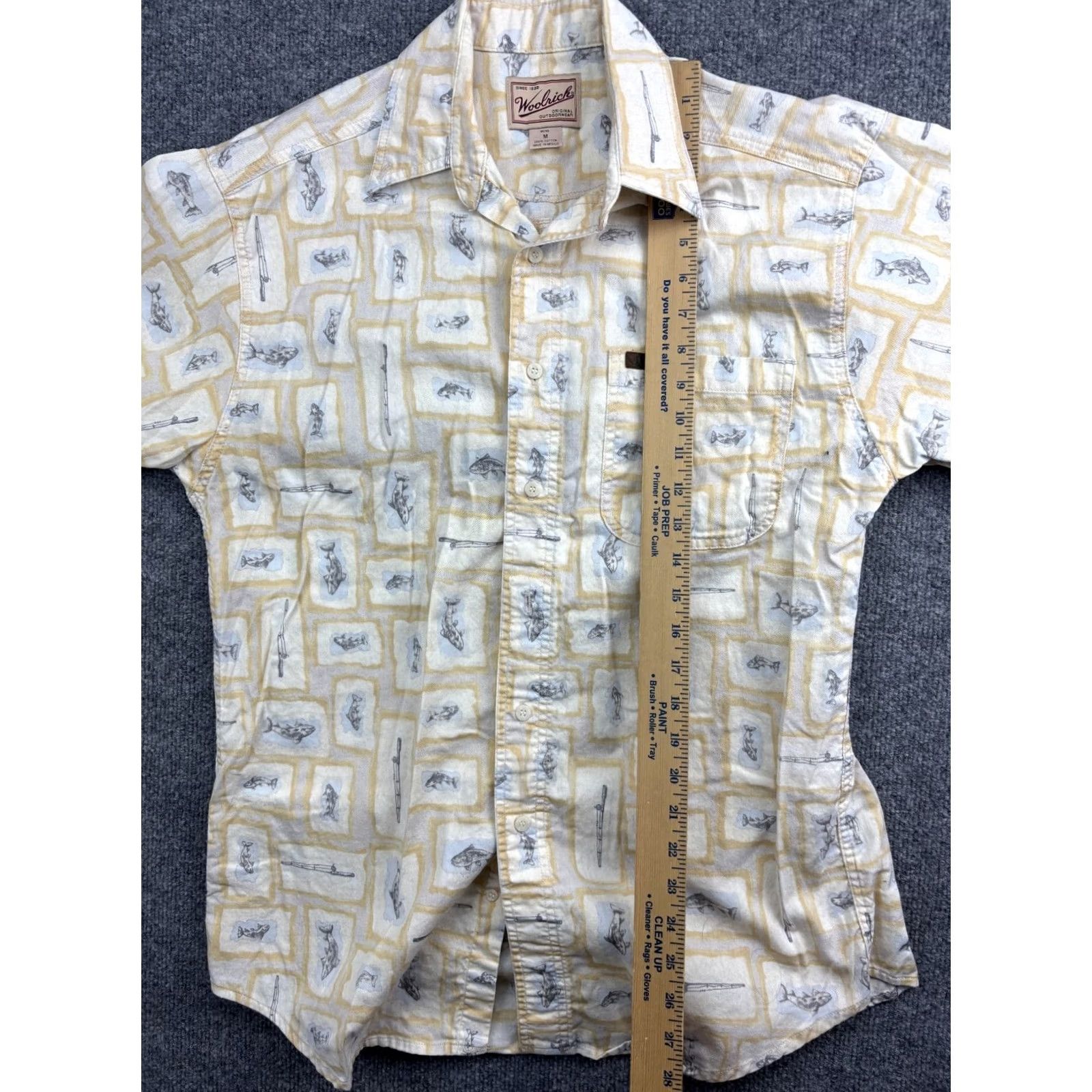 Vintage VINTAGE Woolrich Shirt Men M Beige Fish All Over Print Button Up Size US M / EU 48-50 / 2 - 4 Thumbnail