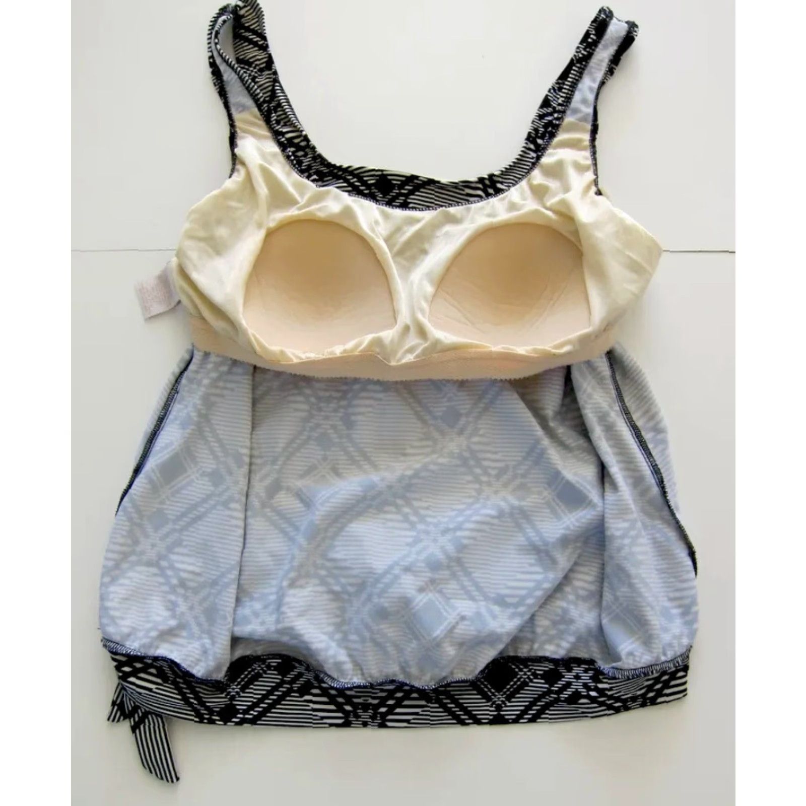 Vintage Le Cove Black White Plaid Padded Built In Bra Tankini Swim Top Woman 18 Size XXL / US 16-18 / IT 52-54 - 8 Thumbnail