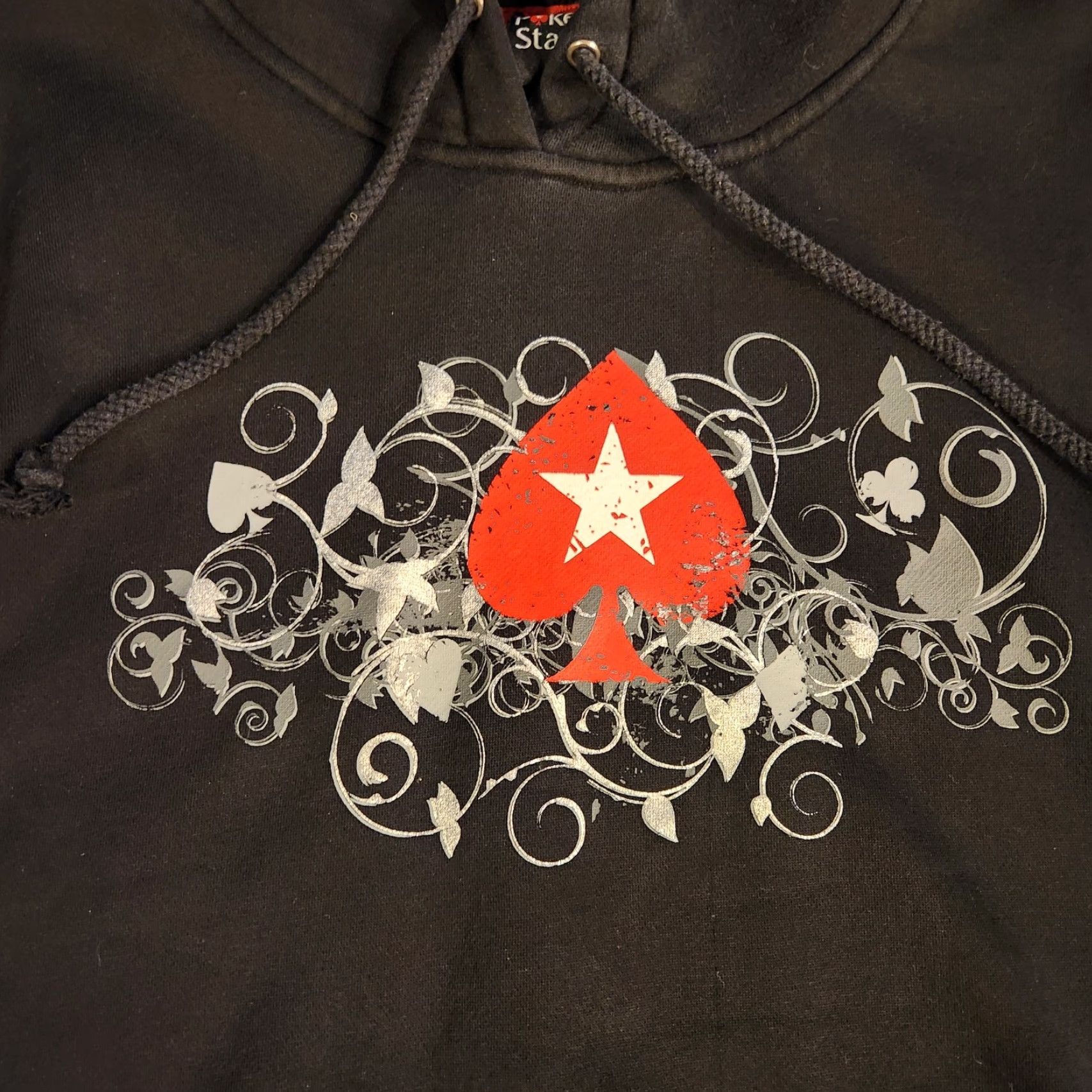 Logo 7 VINTAGE World Series Of Poker Hoodie Women's 2XL Black Spade Logo Long Sleeve Crew Neck Pouch Embroidered Fleece Casual Size XXL / US 16-18 / IT 52-54 - 2 Thumbnail