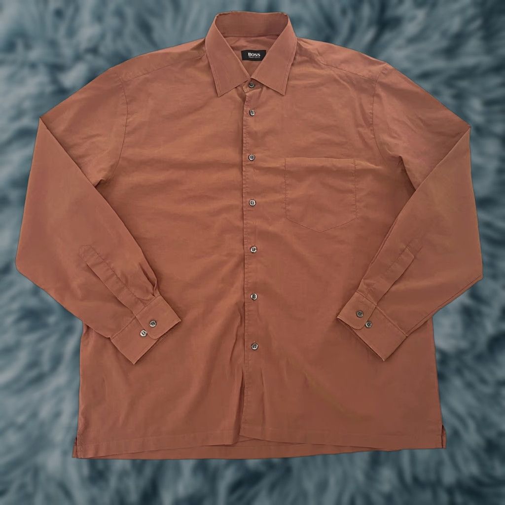 Hugo Boss HUGO BOSS Shirt Adult 17 34/35 Button-Up Long Sleeve Color Shift Orange Yellow Casual Mens Regular size 17 Color Shift Size US XL / EU 56 / 4 - 1 Thumbnail