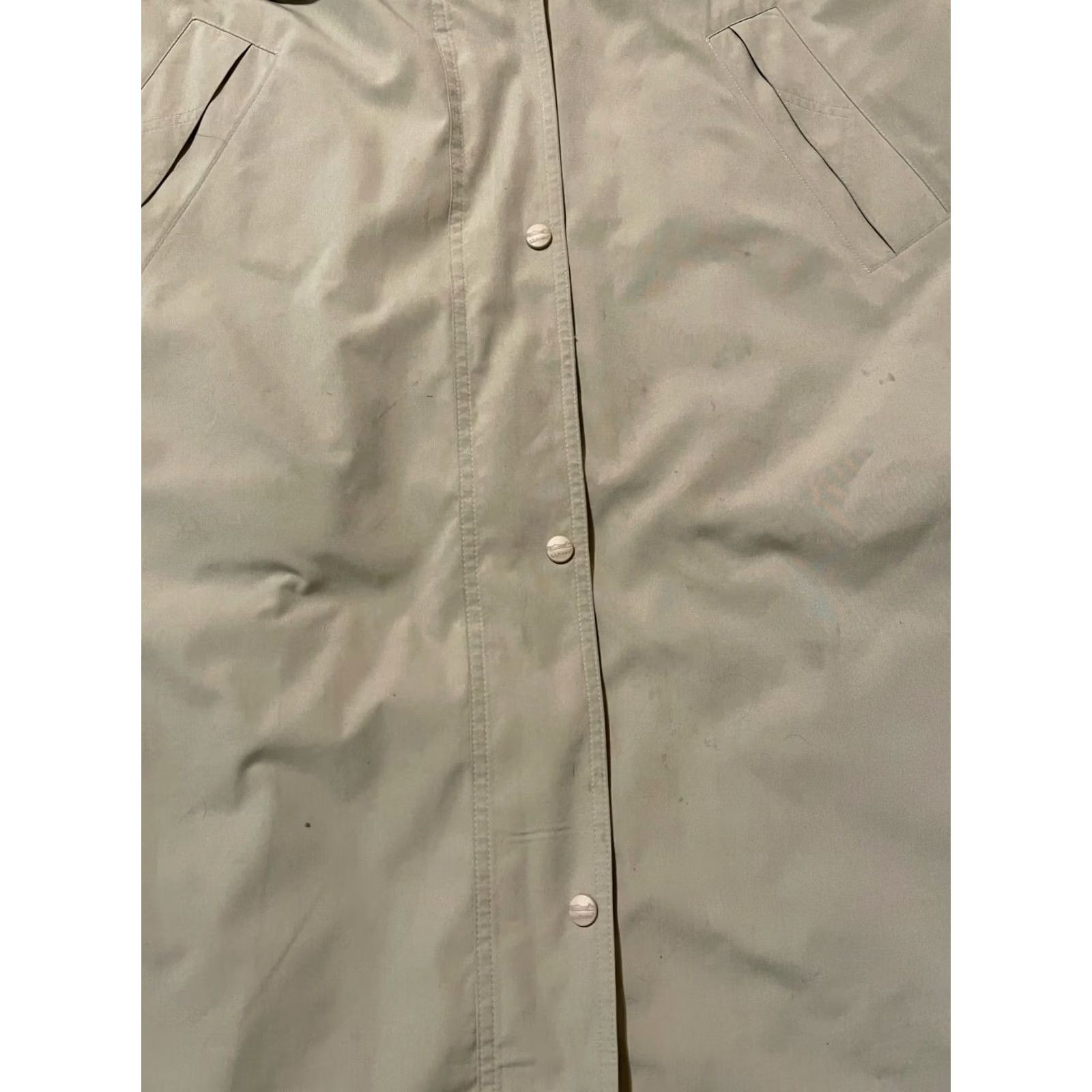 Vintage L.L. Bean Women's Large L Beige Rain Trench Jacket Coat Button Zip Full Length Wool Liner Casual Solid Polyester Knit Fall Spring Winter Size L / US 10 / IT 46 - 8 Thumbnail