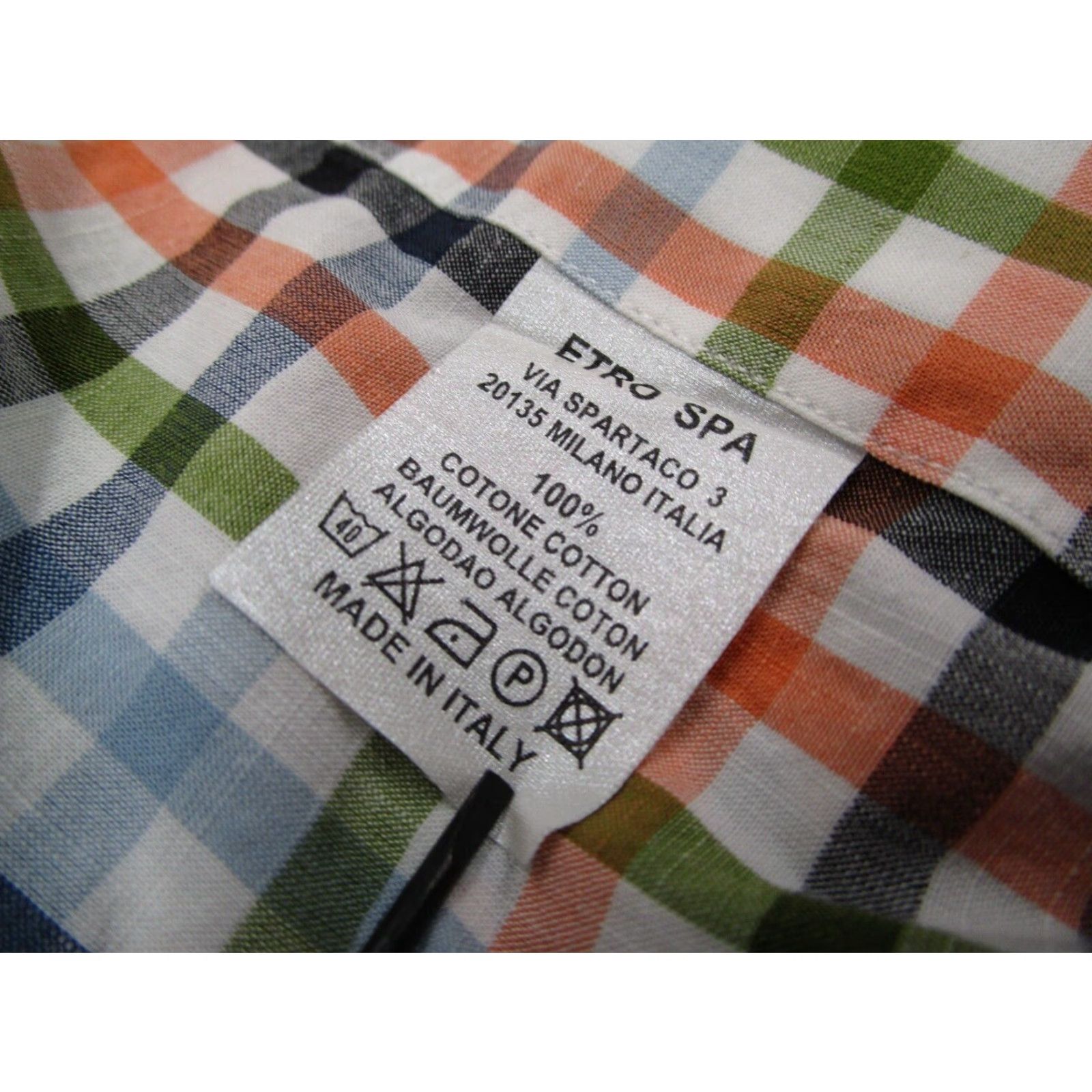 Etro ETRO Shirt Mens 40 Blue Check Long Sleeve Button-Up Casual Work Travel Made in Italy Size US L / EU 52-54 / 3 - 4 Thumbnail