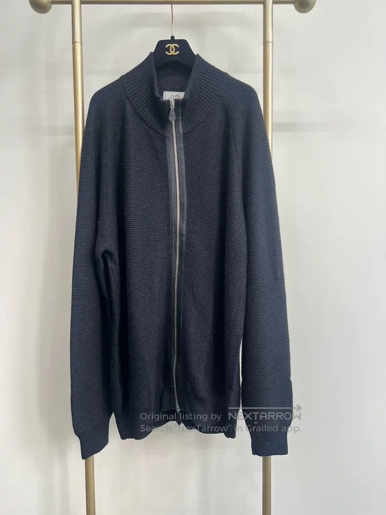 Hermes Hermes Alpaca and leather patch knitted zipper jacket Size US XXL / EU 58 / 5 - 1 Thumbnail
