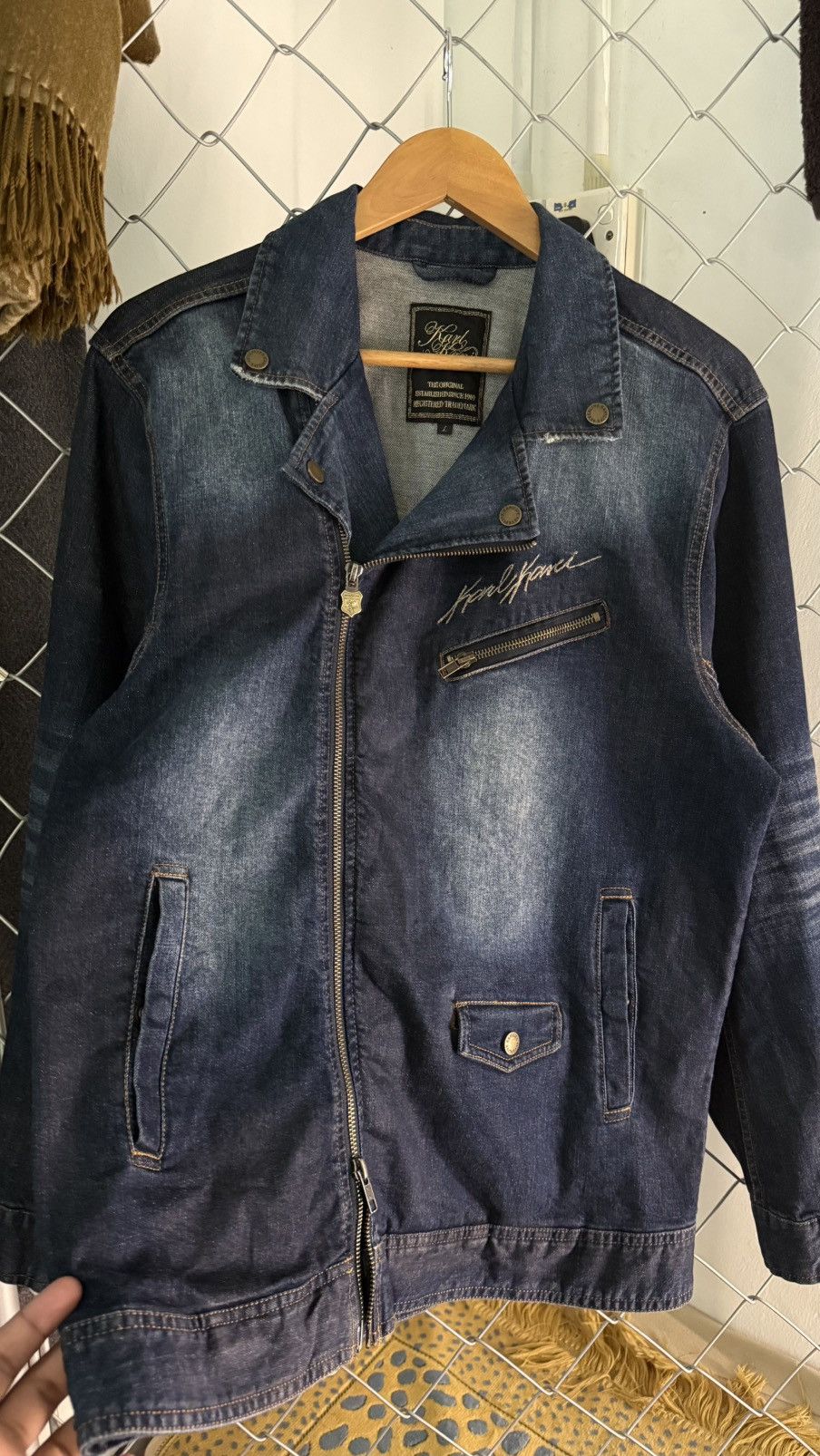 Karl Kani Karl Kani 183K1605 Jacket Denim Double Biker Jacket Indigo Size US L / EU 52-54 / 3 - 3 Thumbnail
