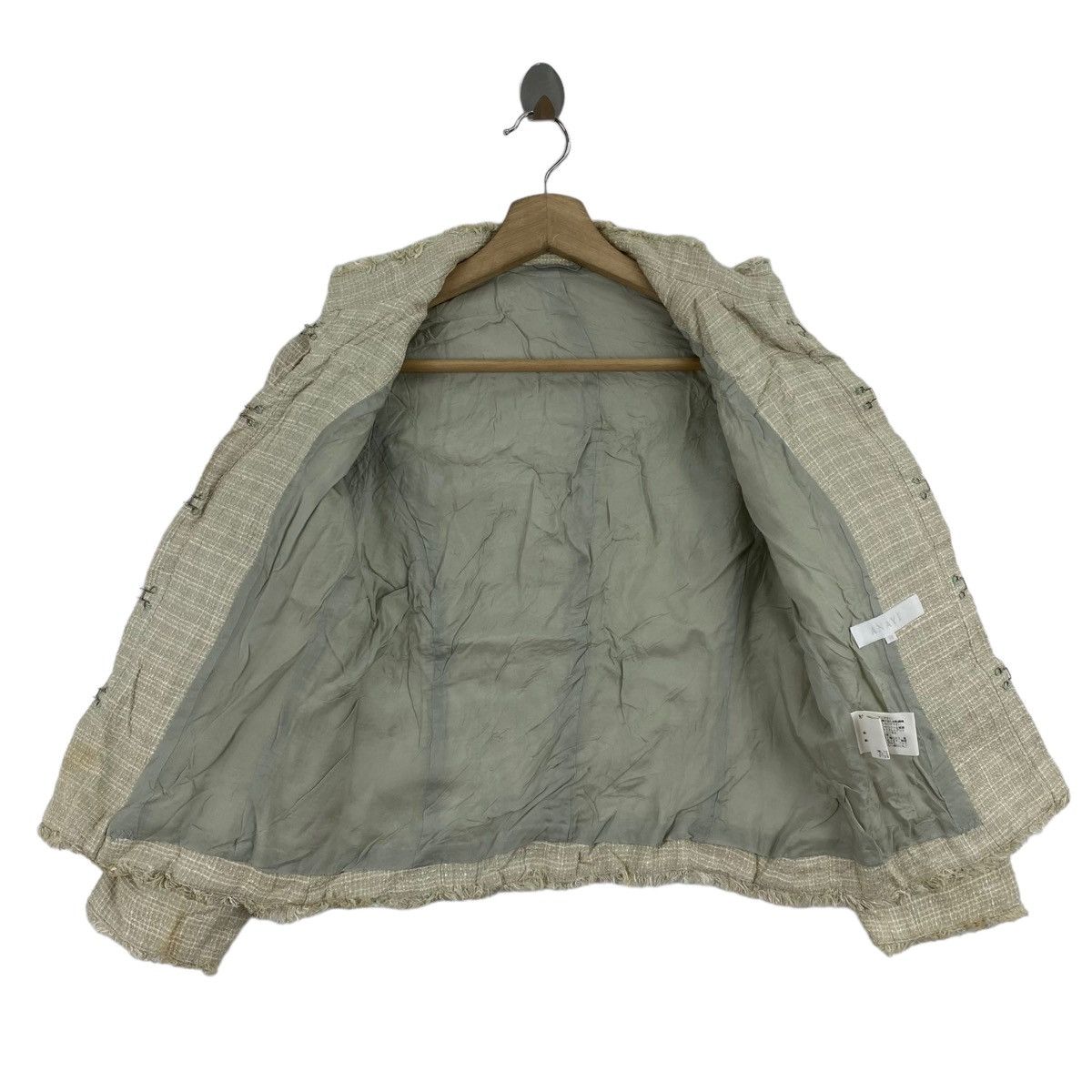 Japanese Brand ANAYI Japanese Brand Check Tartan Tweed Cream Coat Size XS / US 0-2 / IT 36-38 - 3 Thumbnail