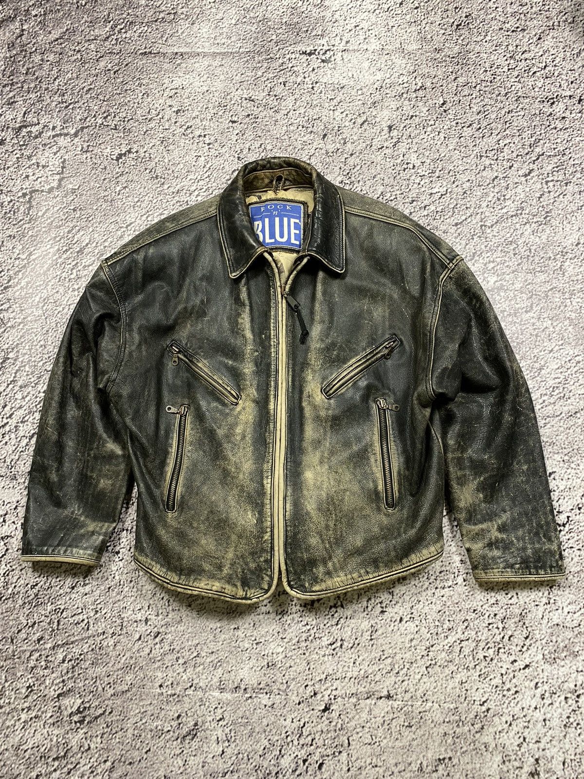 image of Avant Garde x Leather Jacket Vintage Brown Washed Cropped Leather Jacket Aviator, Men's (Size Large