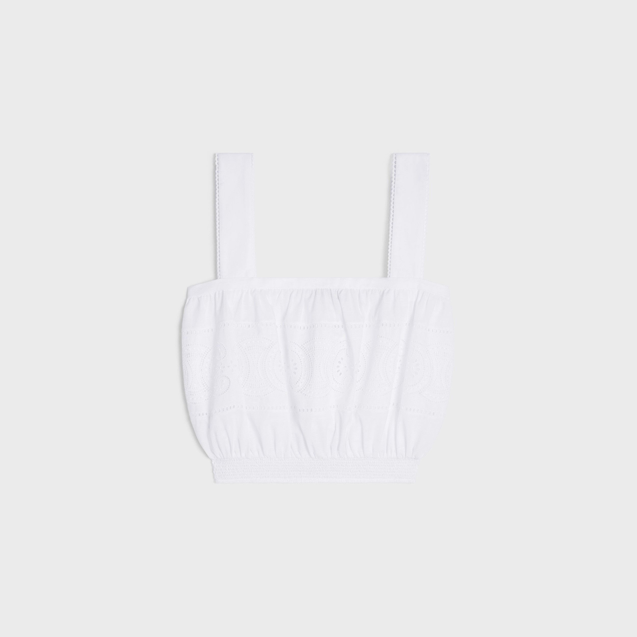 Celine o1bcso1str0724 Crop Top Smock Brod Baptiste Coton in White Size XXS / US 00 / IT 34 - 2 Thumbnail
