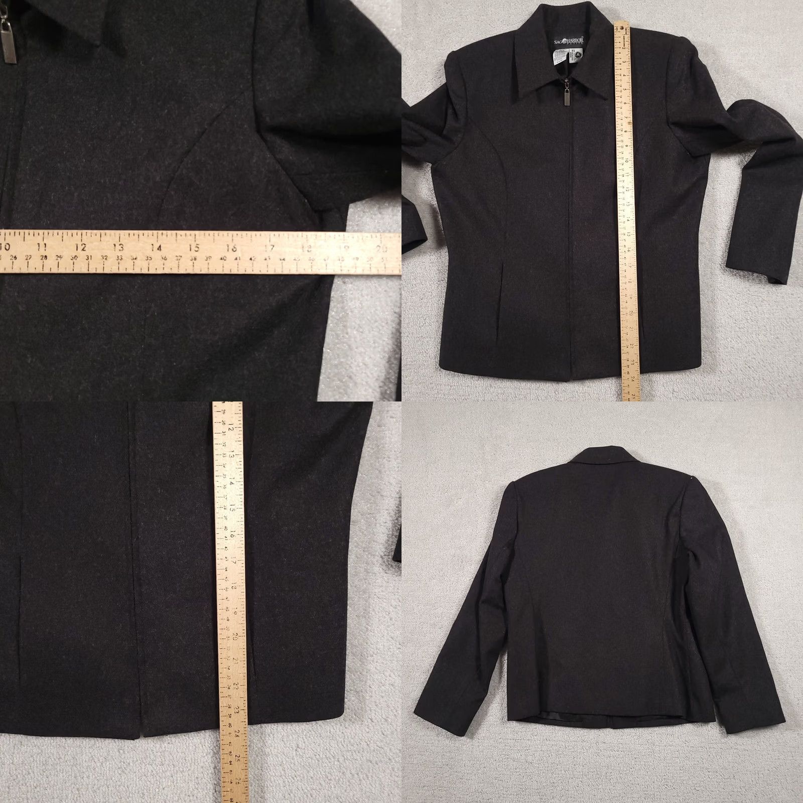 Vintage Sag Harbor Wool Blazer Women’s 10P Petite Gray Full Zip Jacket Pockets Collared / Vintage? No Size L / US 10 / IT 46 - 8 Thumbnail