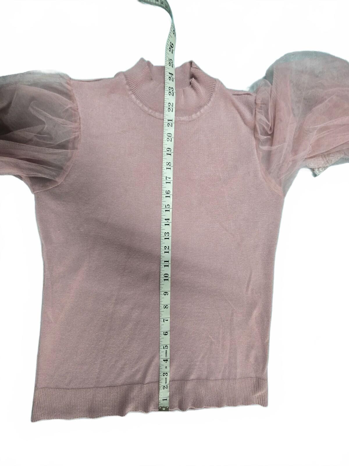 Other Dusty Rose Women Size M Pink Puff Mesh Lace Shirt Coquette Size M / US 6-8 / IT 42-44 - 5 Thumbnail