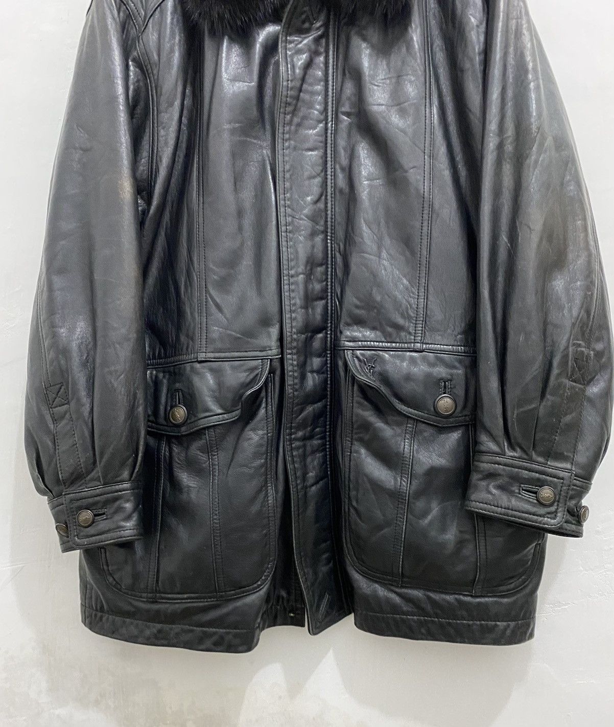 Saint Laurent Paris 💥Leather💥Yves Saint Laurent Leather Coat Size US L / EU 52-54 / 3 - 6 Thumbnail