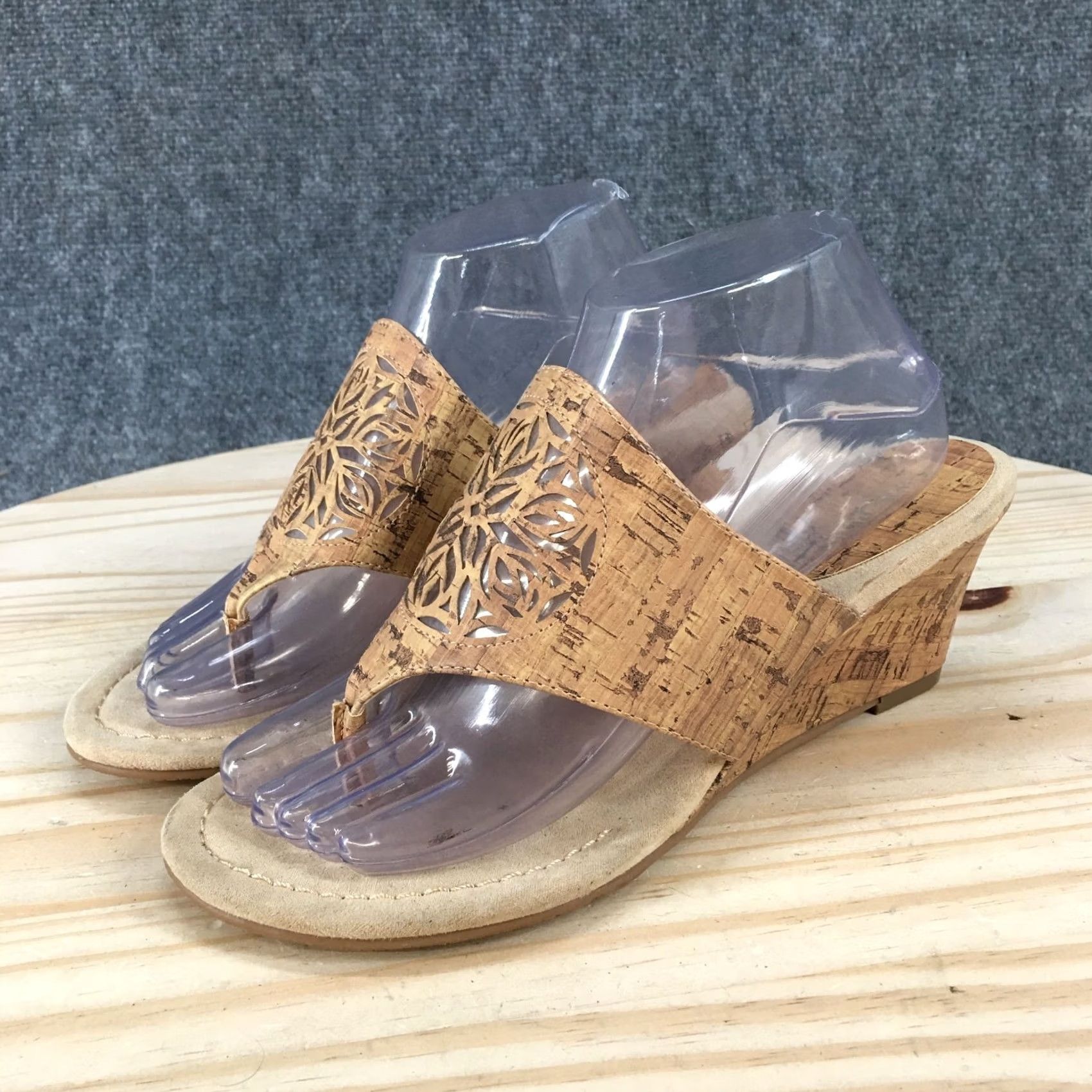 Flux East 5th Sandals Womens 9 W Flux Casual Slip On Cork Wedge Thong Brown Size US 9 / IT 39 - 3 Thumbnail