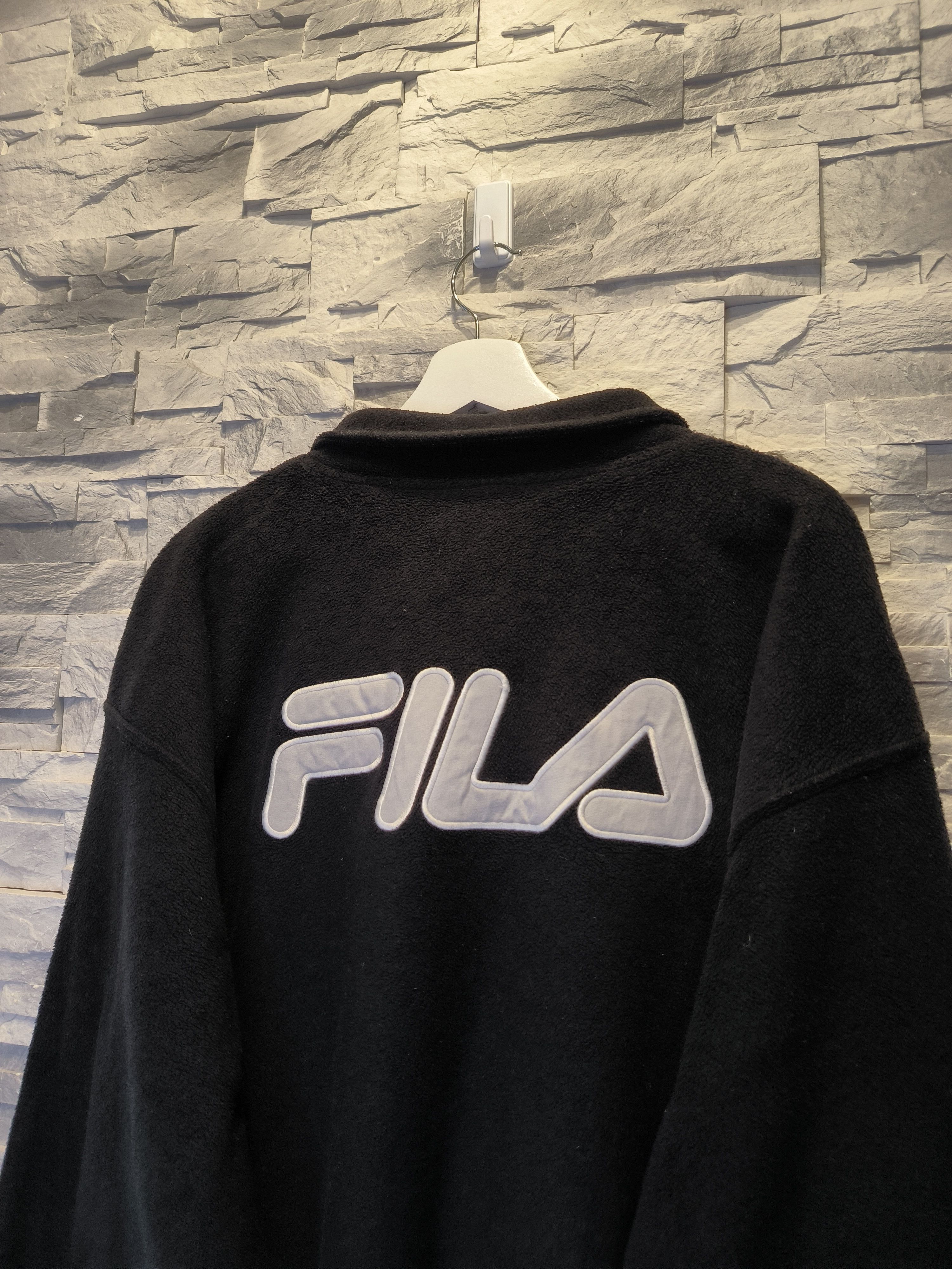 Fila × Vintage Vintage Fila Fleece Sweatshirt Black Big Logo Size US XL / EU 56 / 4 - 3 Thumbnail