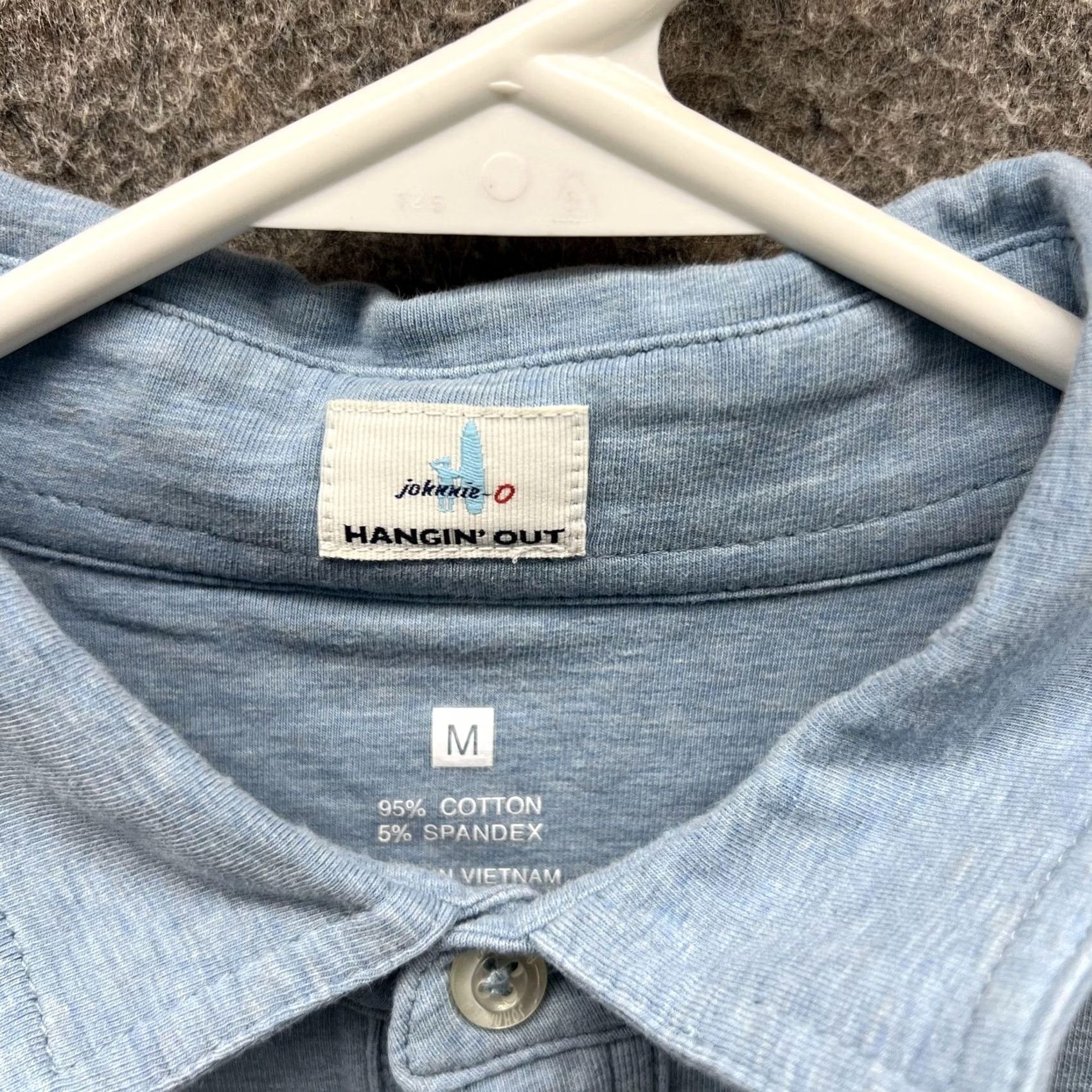 johnnie-O Johnnie-O Hangin' Out Polo Shirt Mens M Blue Solid Pocket Stretch Casual Golf Shirt Size US M / EU 48-50 / 2 - 3 Thumbnail