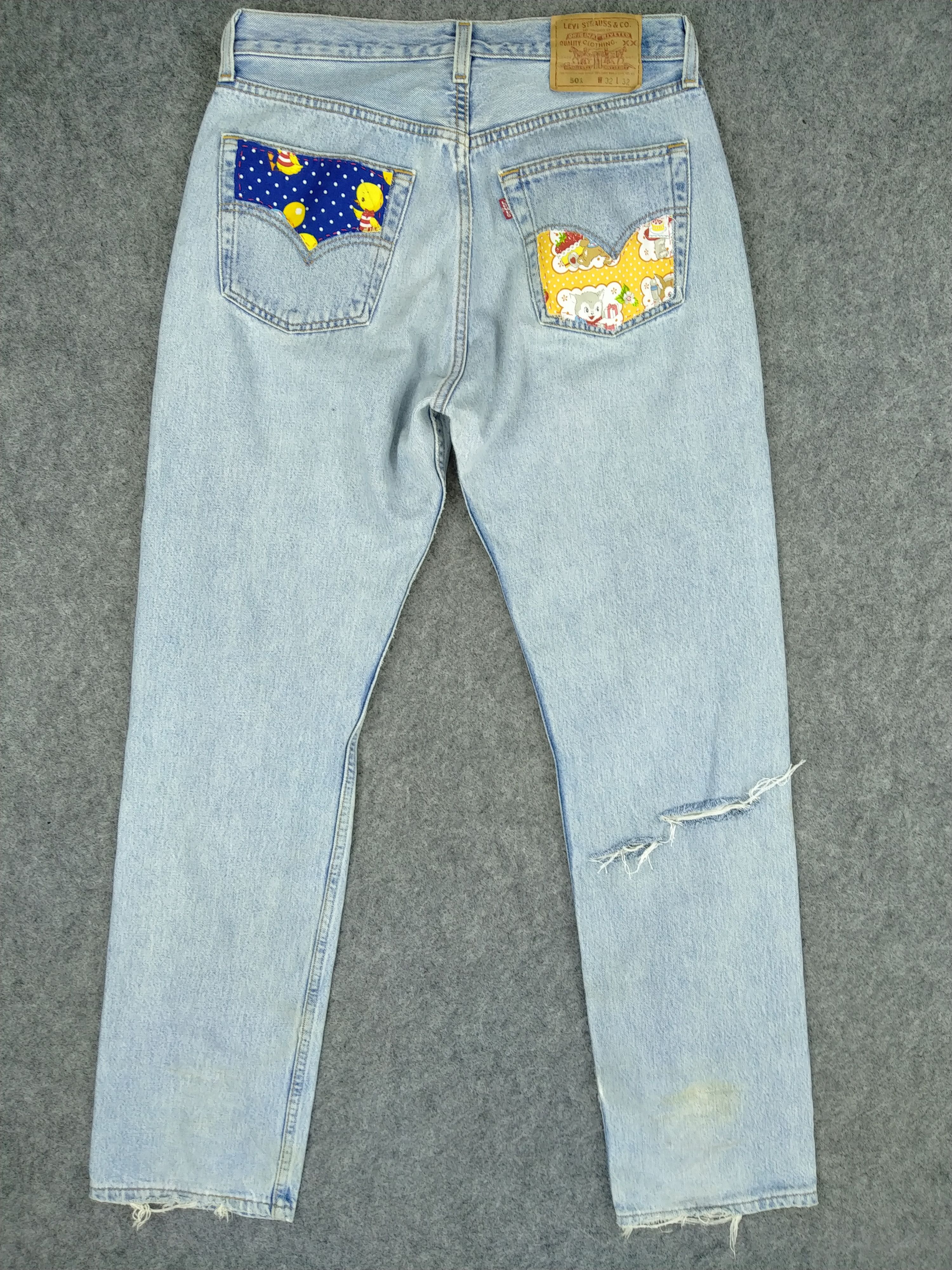 Levi's Light Wash Vintage Levi's 501 Patchwork USA Denim -JN509 Size US 31 - 2 Thumbnail