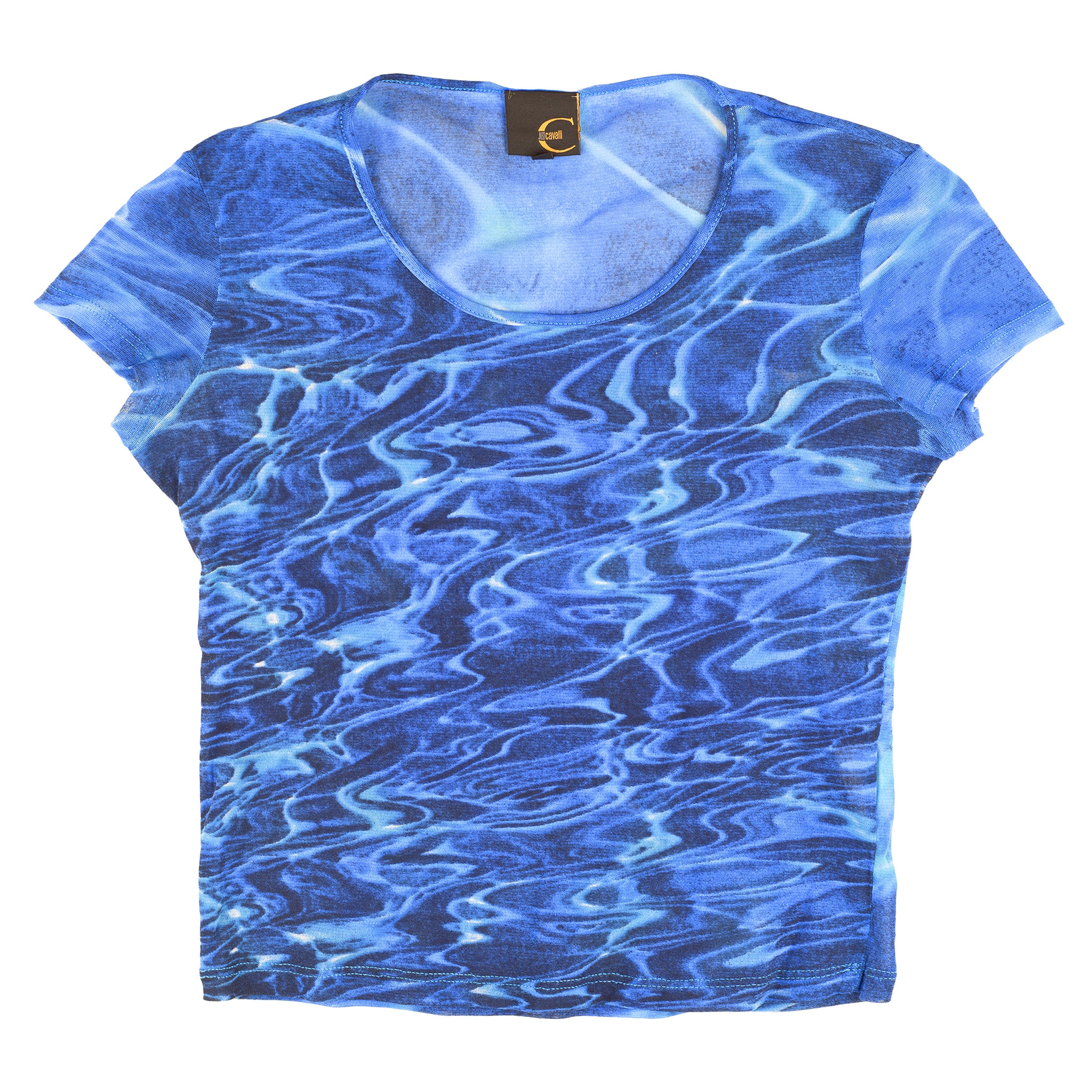 Just Cavalli Just Cavalli Vintage Blue Water Mesh Top (S) Size S / US 4 / IT 40 - 1 Thumbnail