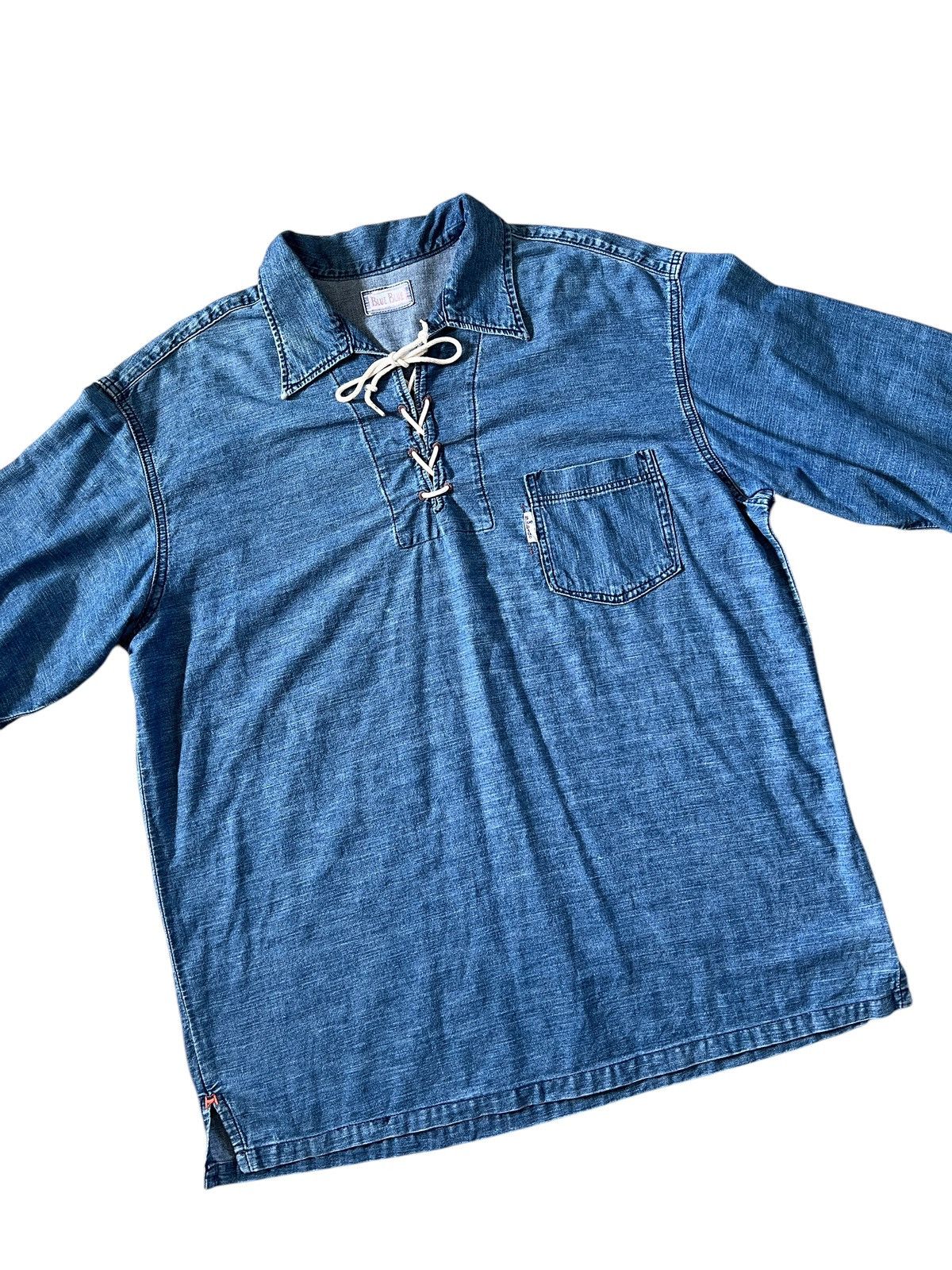Blue Blue Japan × HOLLYWOOD RANCH MARKET × Japanese Brand Vintage Blue Blue Japan 🇯🇵 Lace Pullover Size US XL / EU 56 / 4 - 5 Thumbnail