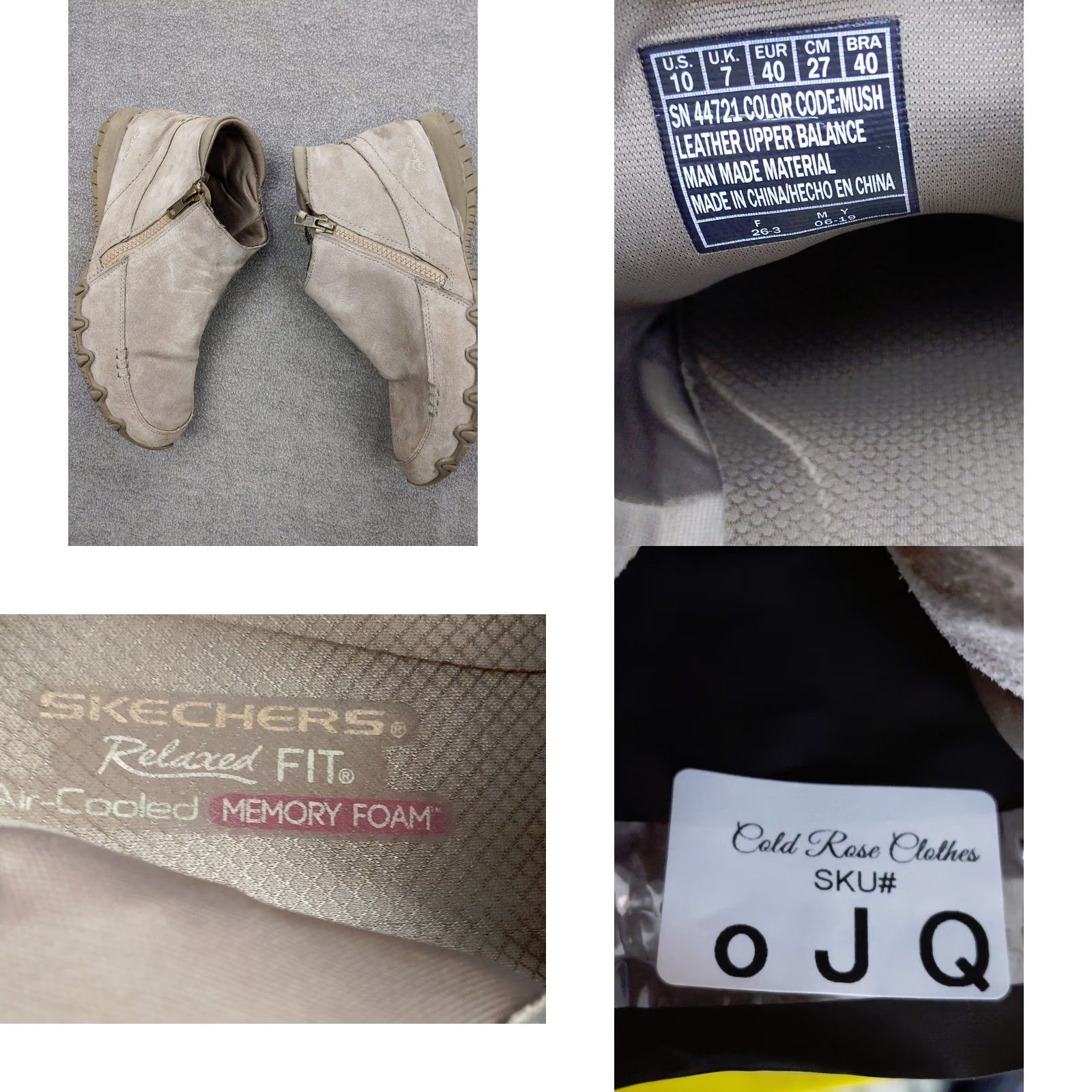 SKECHERS Skechers Bikers Boots Womens 10 40 Beige Leather Suede Zip up Ankle Booties Size US 10 / IT 40 - 8 Thumbnail