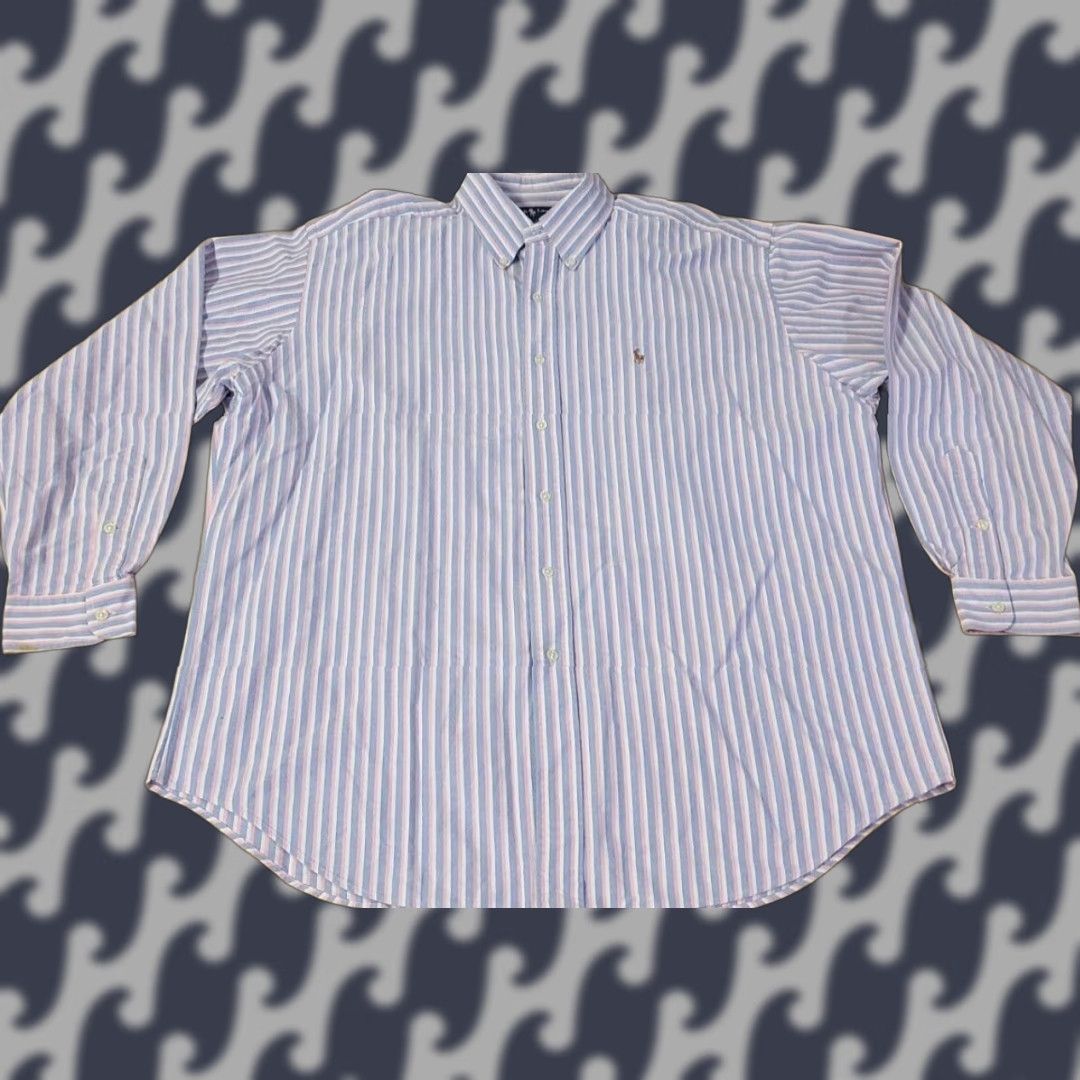 Polo Ralph Lauren Polo Ralph Lauren Shirt Men L Blue Pink Striped Long Sleeve Button-Down Collared Knit Cotton Button-Up Embroidered Logo casual Business Travel Size US L / EU 52-54 / 3 - 1 Thumbnail