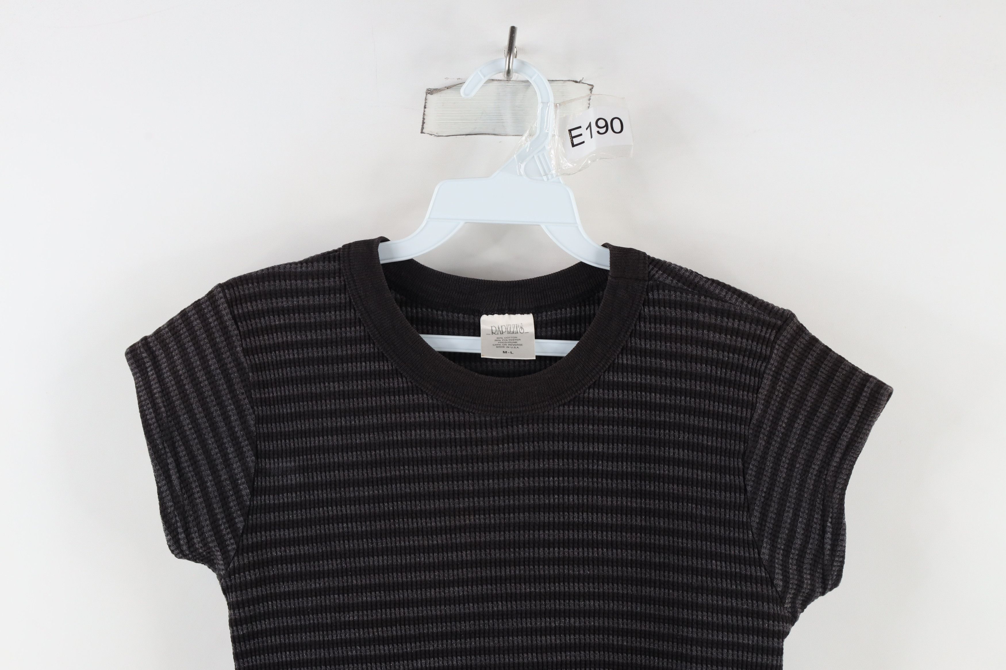 Vintage Vintage 90s Streetwear Waffle Knit Cropped T-Shirt USA Size M / US 6-8 / IT 42-44 - 2 Thumbnail