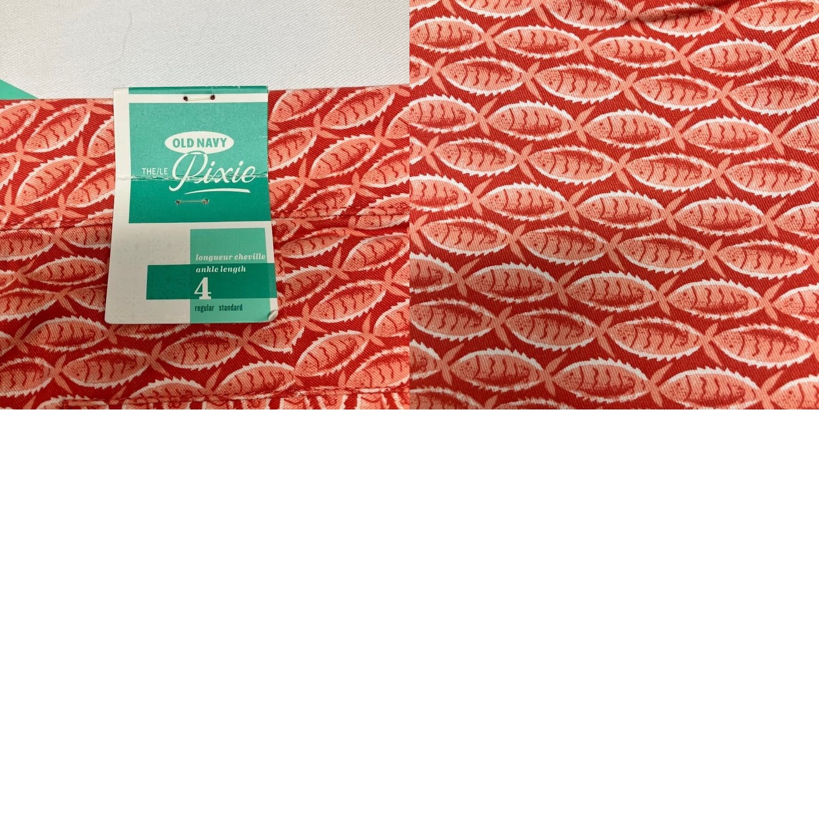 Old Navy Old Navy Fish Print Pixie Ankle Pants Coral Womens Size 4 Stretch Size 27" / US 4 / IT 40 - 9 Thumbnail