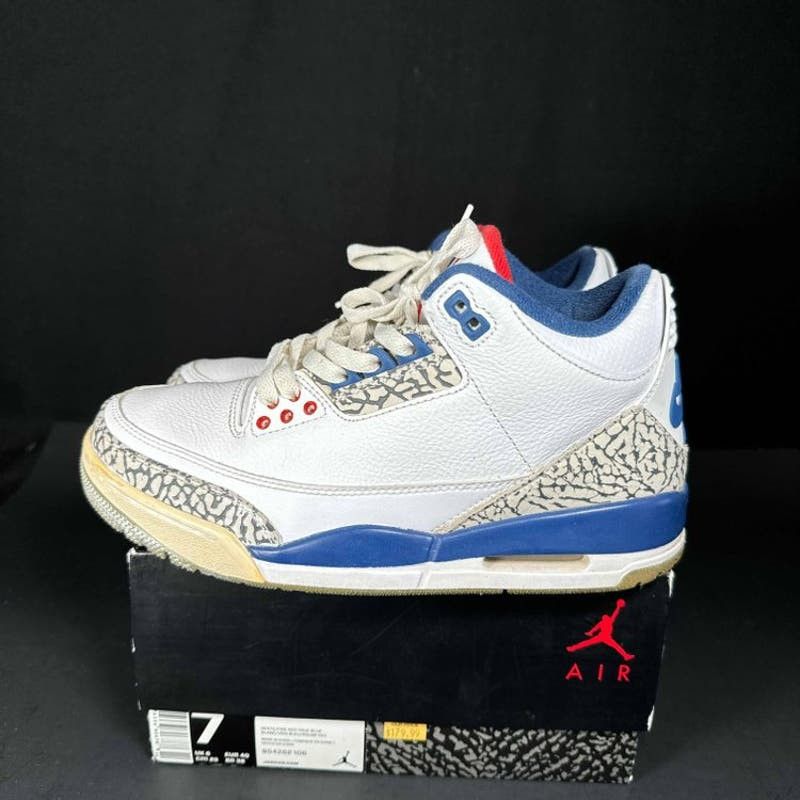 image of Air Jordan 3 Retro OG 'true Blue' 2016 Mens Sneakers- Size 7 in White