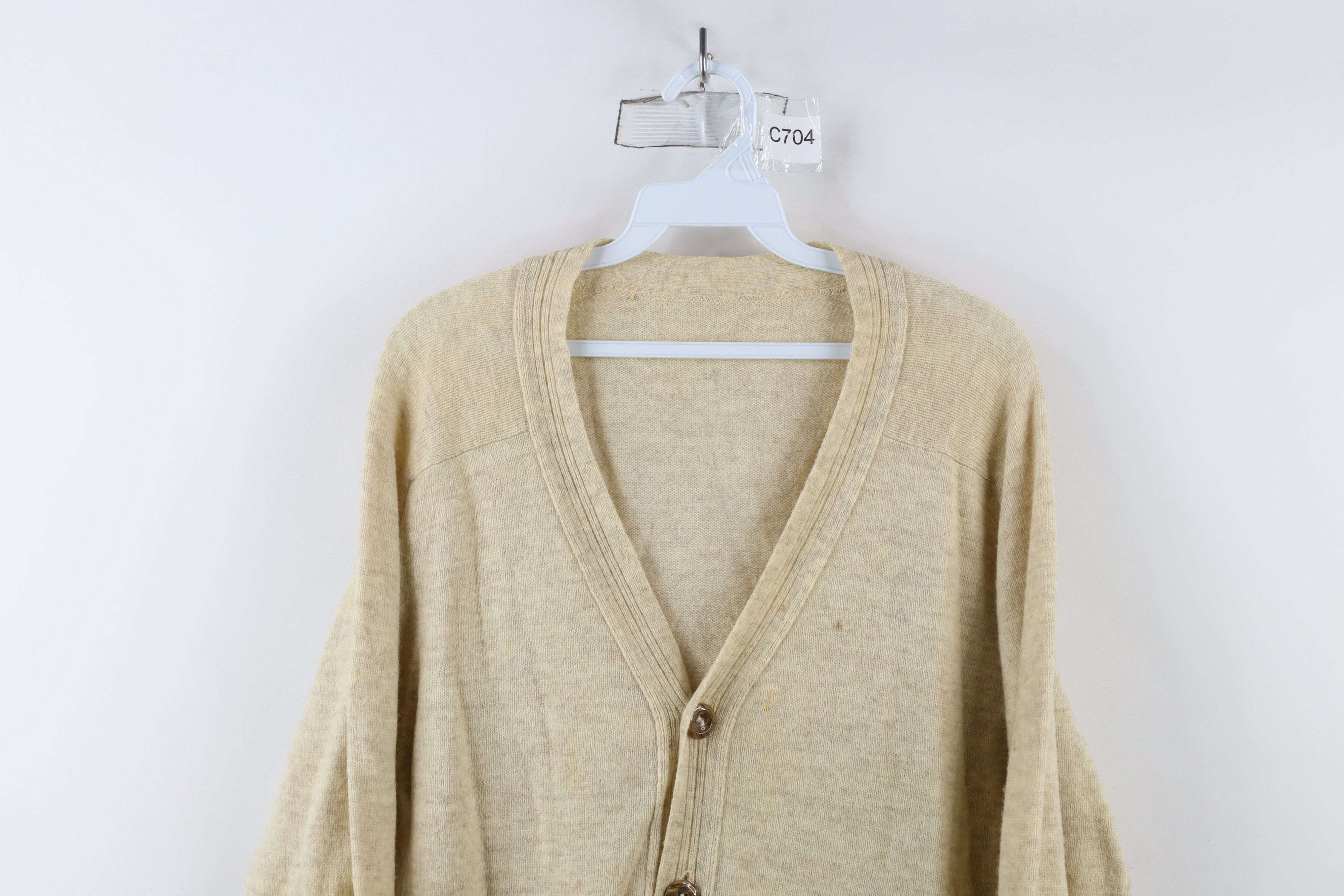 Vintage Vintage 50s Streetwear Blank Wool Knit Cardigan Sweater Size US M / EU 48-50 / 2 - 2 Thumbnail